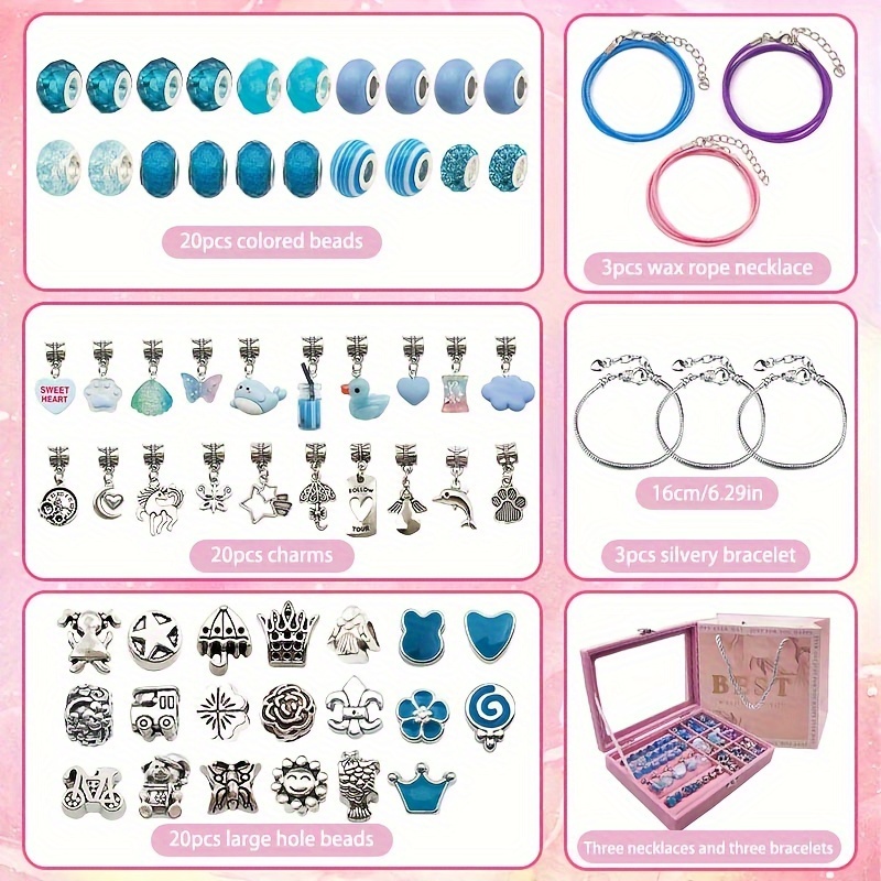 66pcs/set Beads Charms Bracelet Making Kit, Diy Beaded Set With