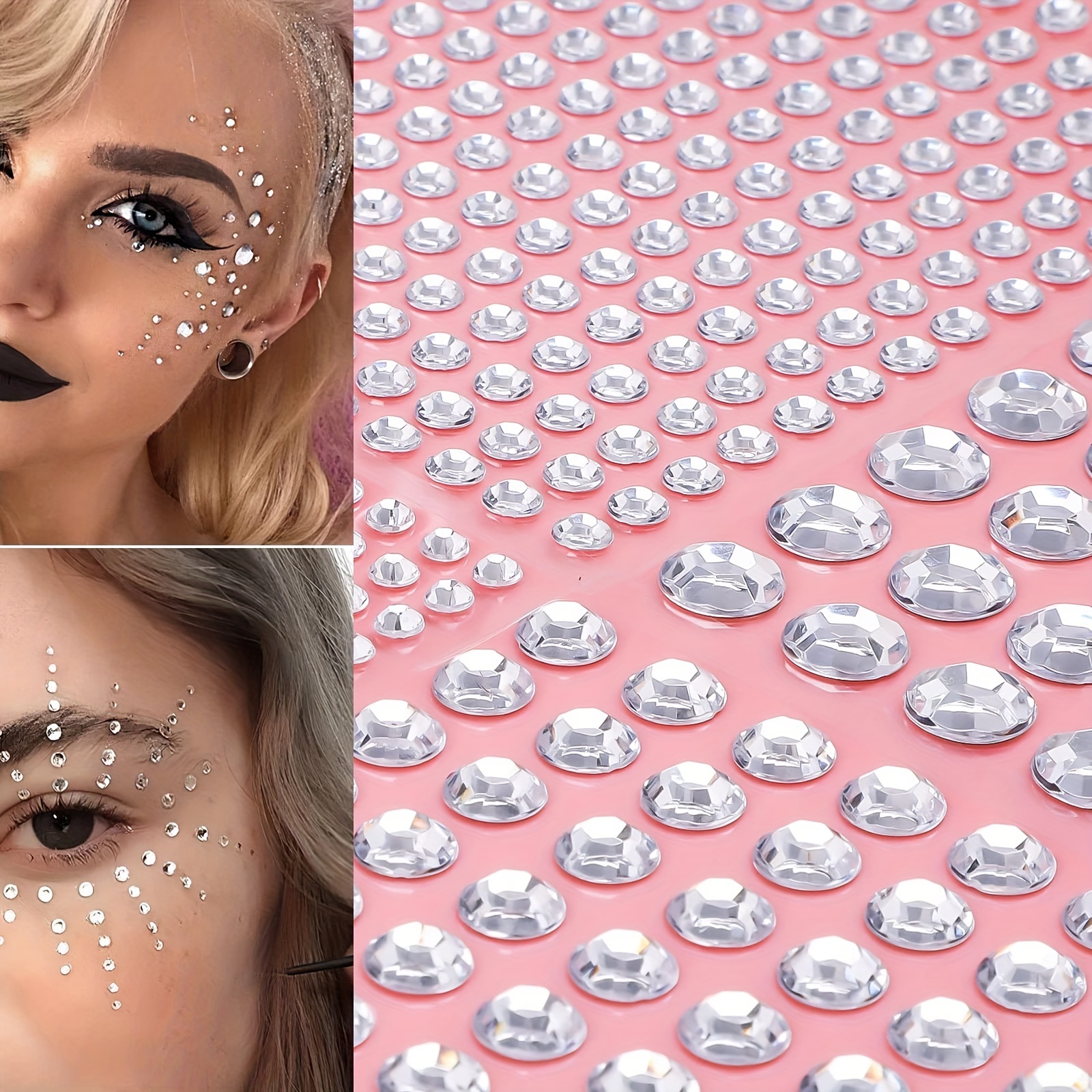  Rhinestone Stickers 3/4/5mm Multi Shapes Rainbow Face Sticky  Gems Crystal Self Adhesive Rhinestones, with Makeup Glue for Makeup Eyes  Face Hair Body Nails, Crafts and Decorations : Arts, Crafts & Sewing