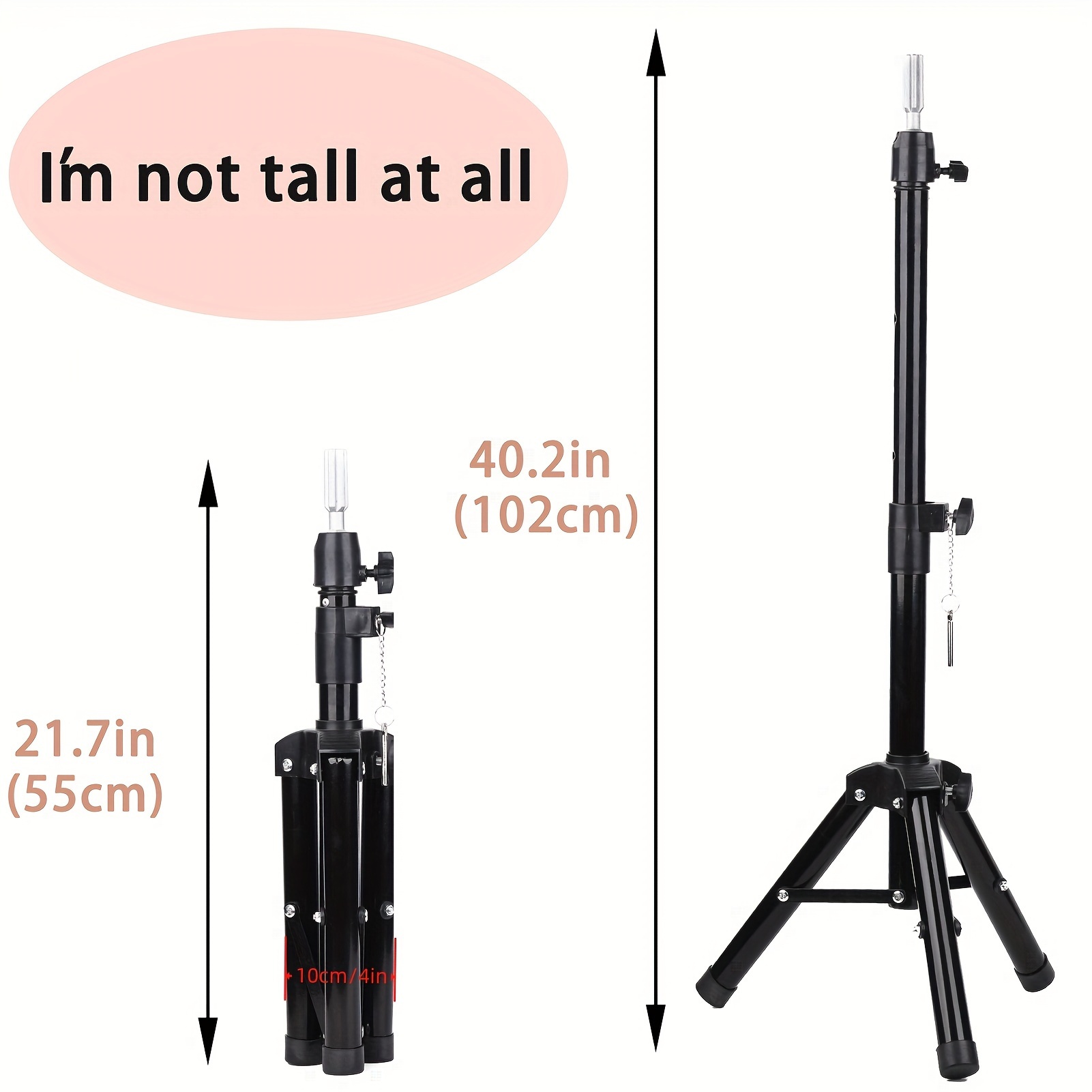AIMEI Wig Head Stand, Wig Stand Tripod with Foot Pedal Adjustable Mannequin  Head Stand Detachable Wig Head Stand Tripod for Cosmetology Hairdressing