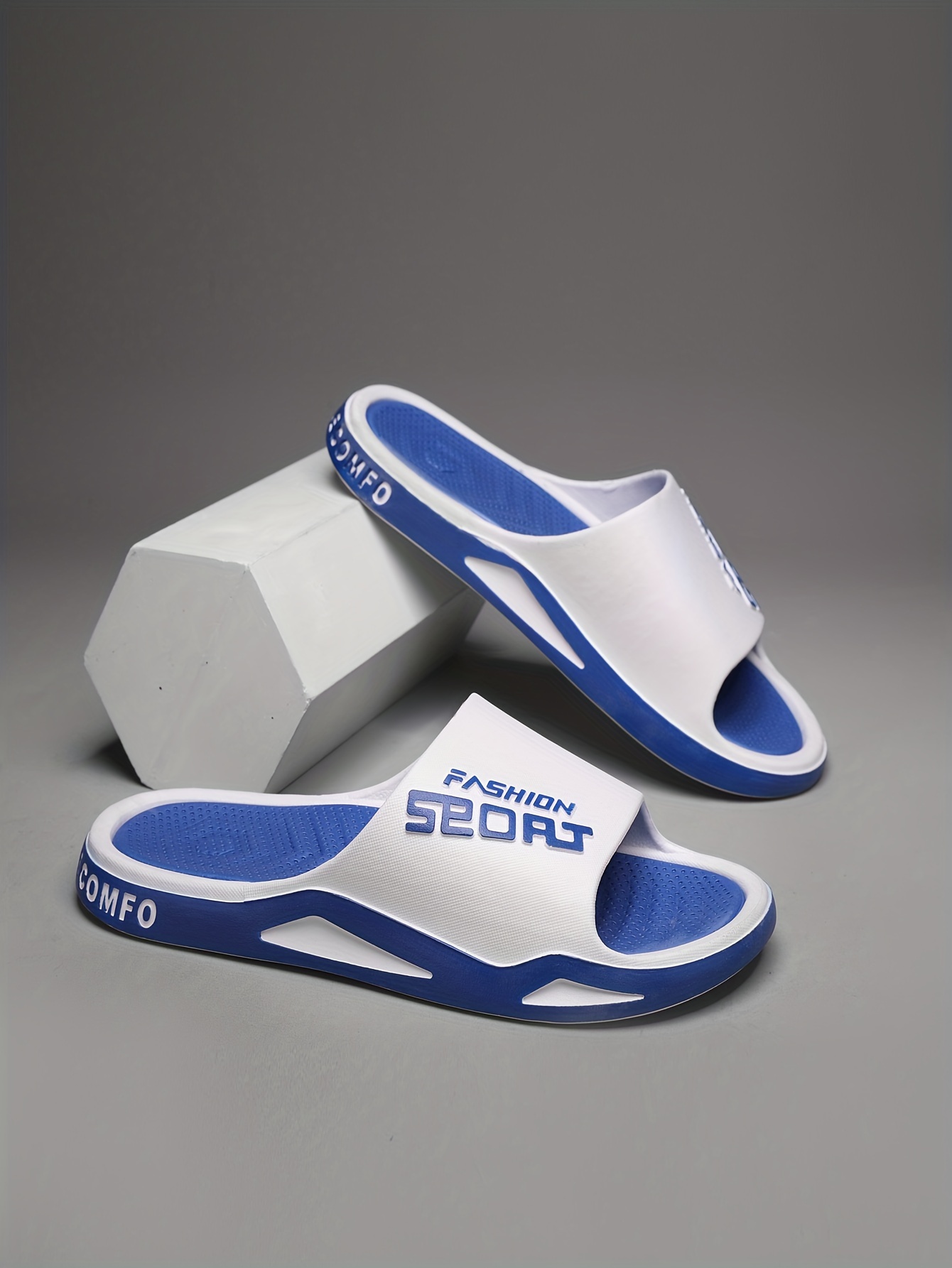 REFOAM White & Blue Rubber Slip On Casual Slippers/Flip-Flops For Men –  Refoam