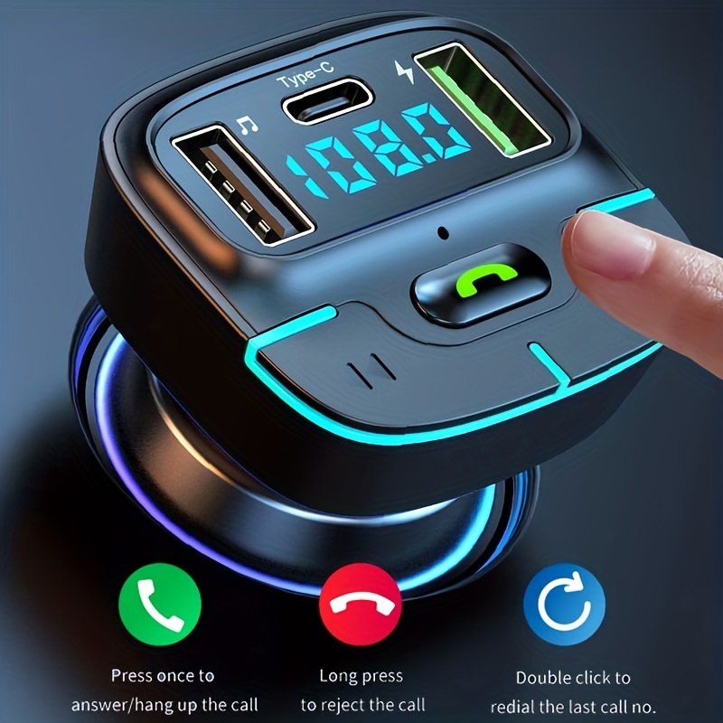  Nulaxy Transmisor FM Bluetooth para coche, adaptador Bluetooth  inalámbrico para automóvil V5.0 con pantalla a color grande, compatible con  llamadas manos libres, Siri y Google, reproductor de música MP3 BASS y