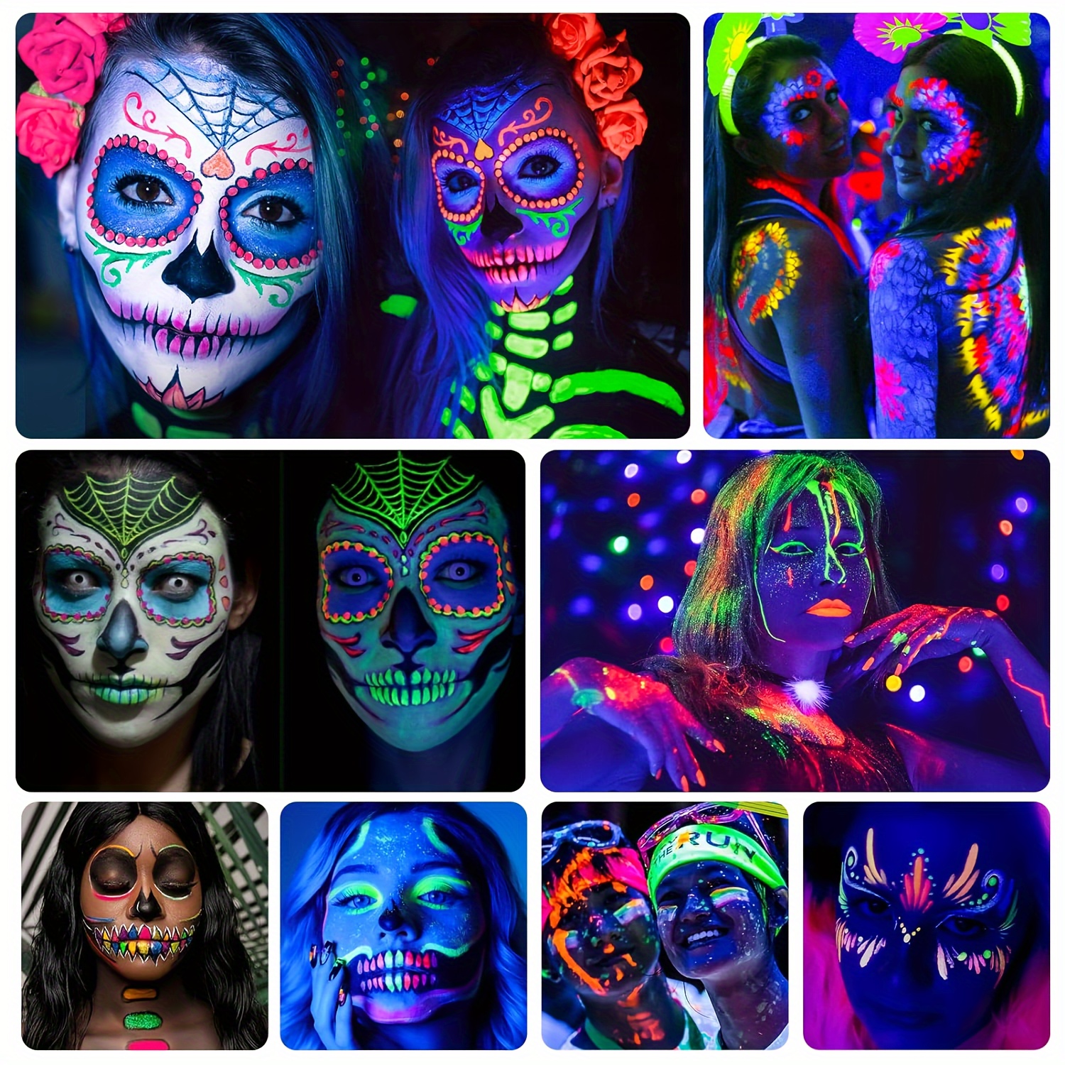 Colorful Glow Face Body Paint Uv Crayons Makeup Glow In The - Temu