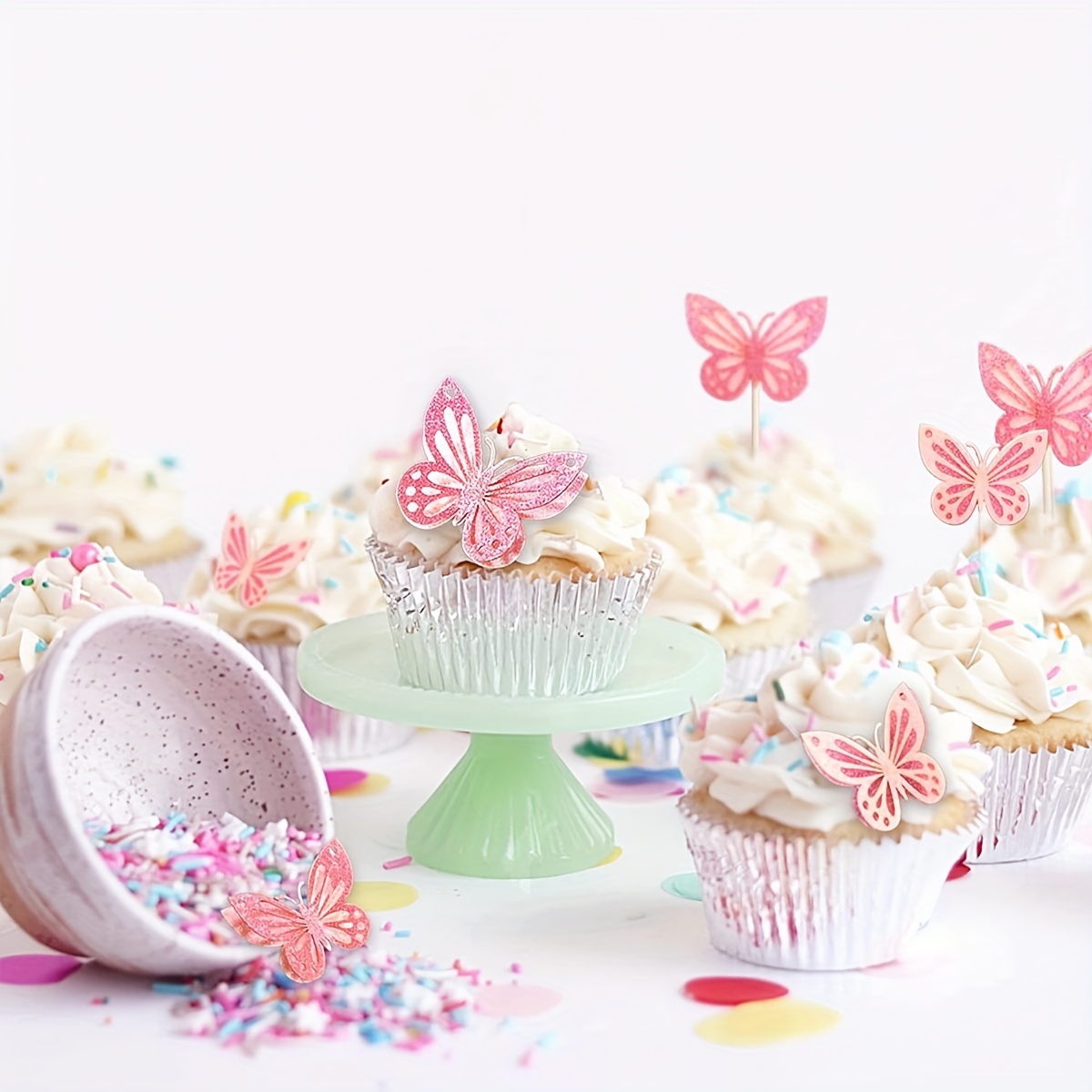 CONFEZIONE DA 36 Decorazioni per Cupcake a Forma Di Farfalla in 3D Color  Oro Gli EUR 18,99 - PicClick IT