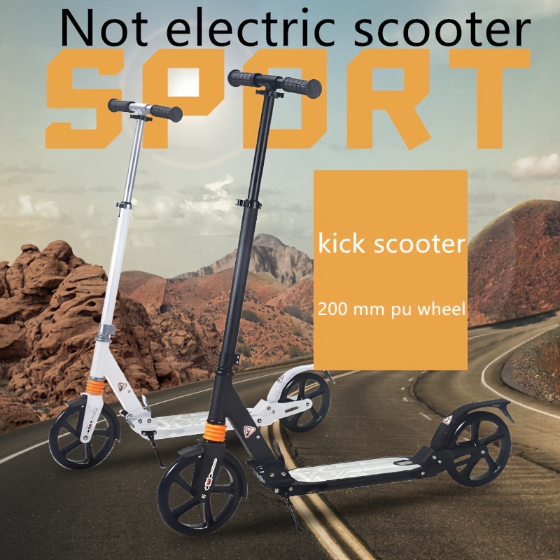 Scooter  200mmホイールPUビッグホイール-ダブルサスペンション付きスクーター、シティスクーター折りたたみ可能で高さ調節可能、大人と子供のためのキックスクーター
