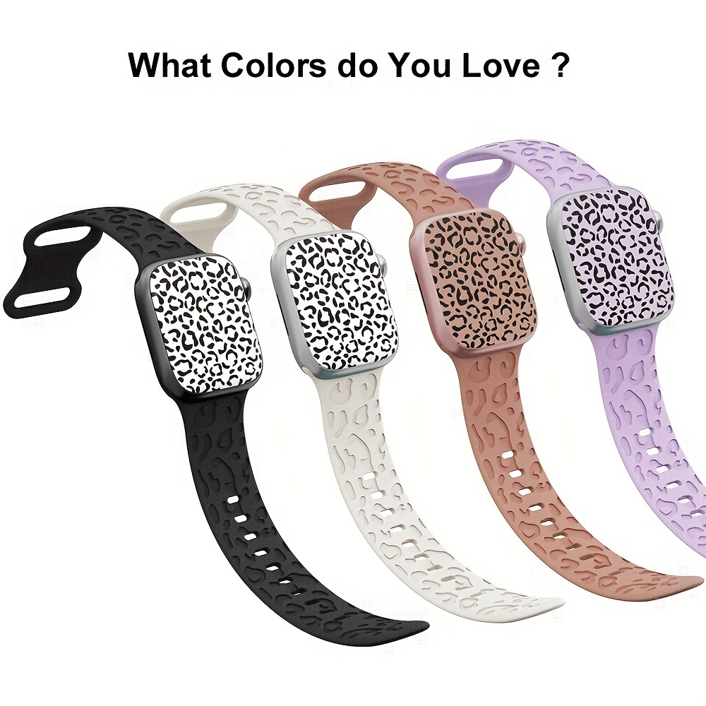 Leopard Print Engraved Watch Strap Compatible with Apple Watch