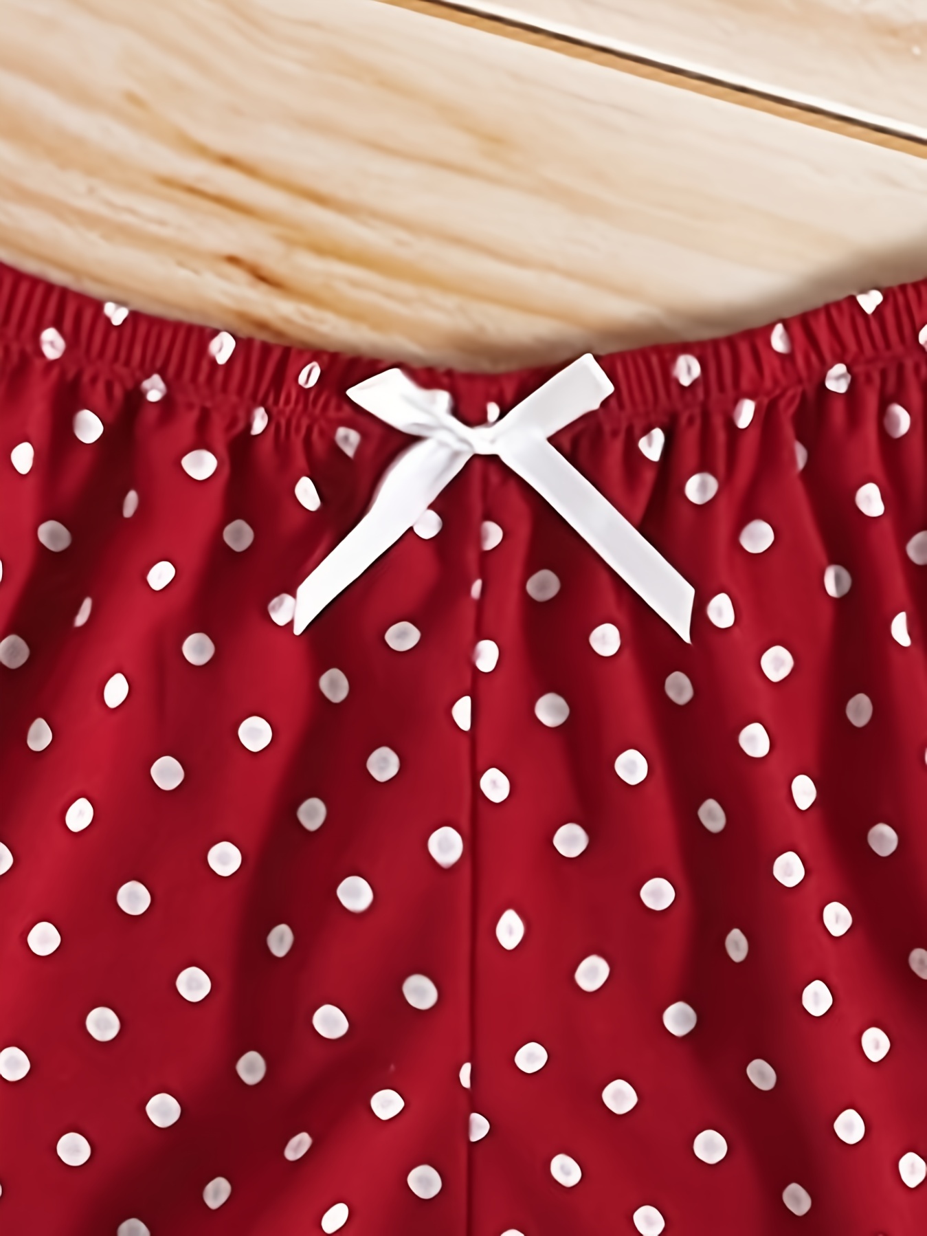 Dot Print Off Shoulder Pajama Set