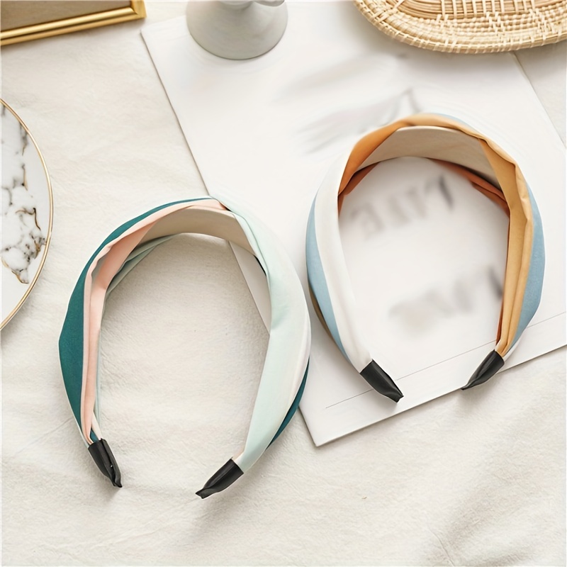 Block Fabric Knotted Hairband Retro Headband Hair Accessories