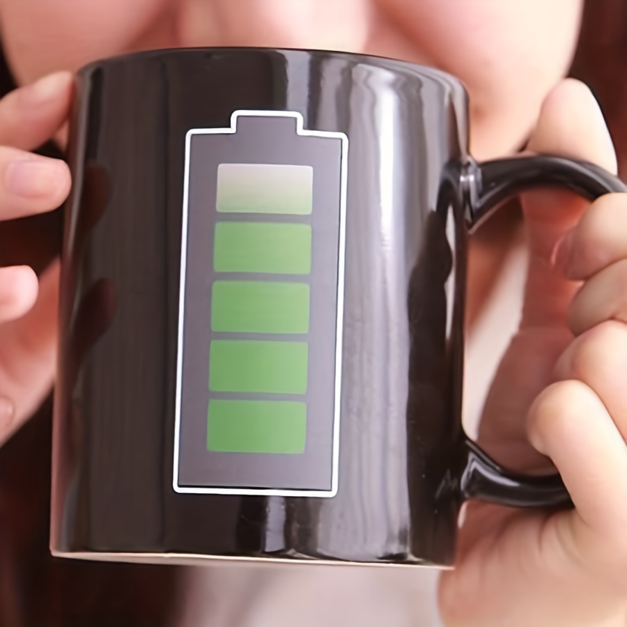 Magic Coffee Tea Mug Green Battery Color Heat Indicator Fun Novelty Gift Cup  New