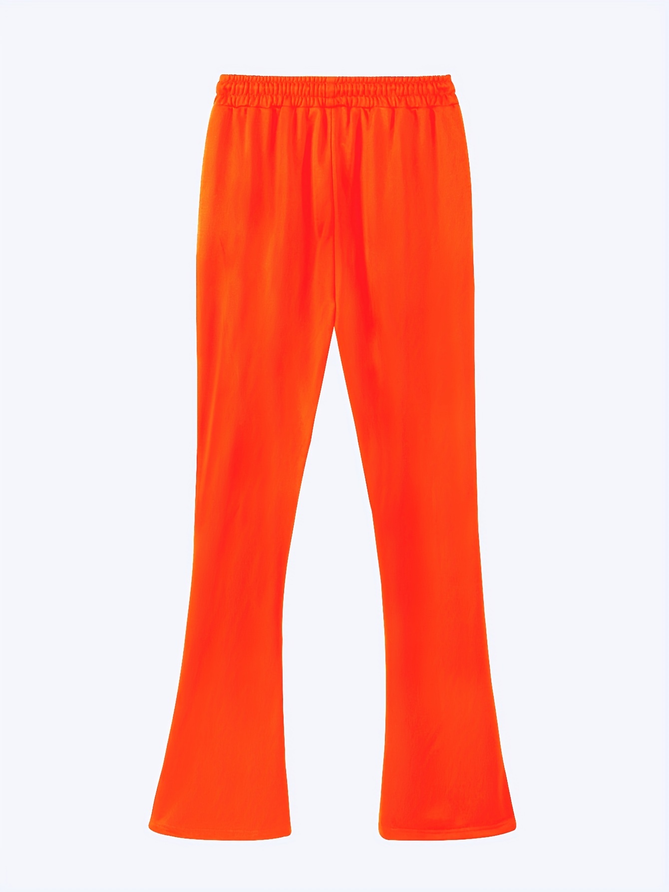 Rock More Print Orange Track Pants, High Waist Buckle Jogger Pants