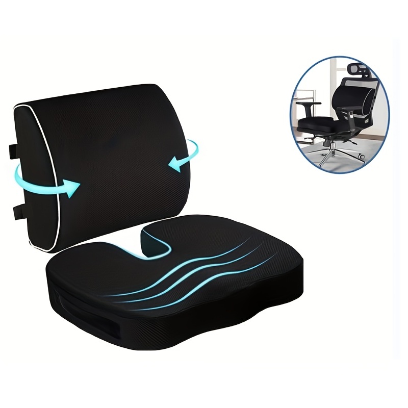 Coccyx Seat Cushion And Lumbar Support Pillow For Office Chair, Car, And  Travel - Orthopedic Memory Foam Provides Lower Back Pain, Tailbone, And  Sciatica Relief - Temu