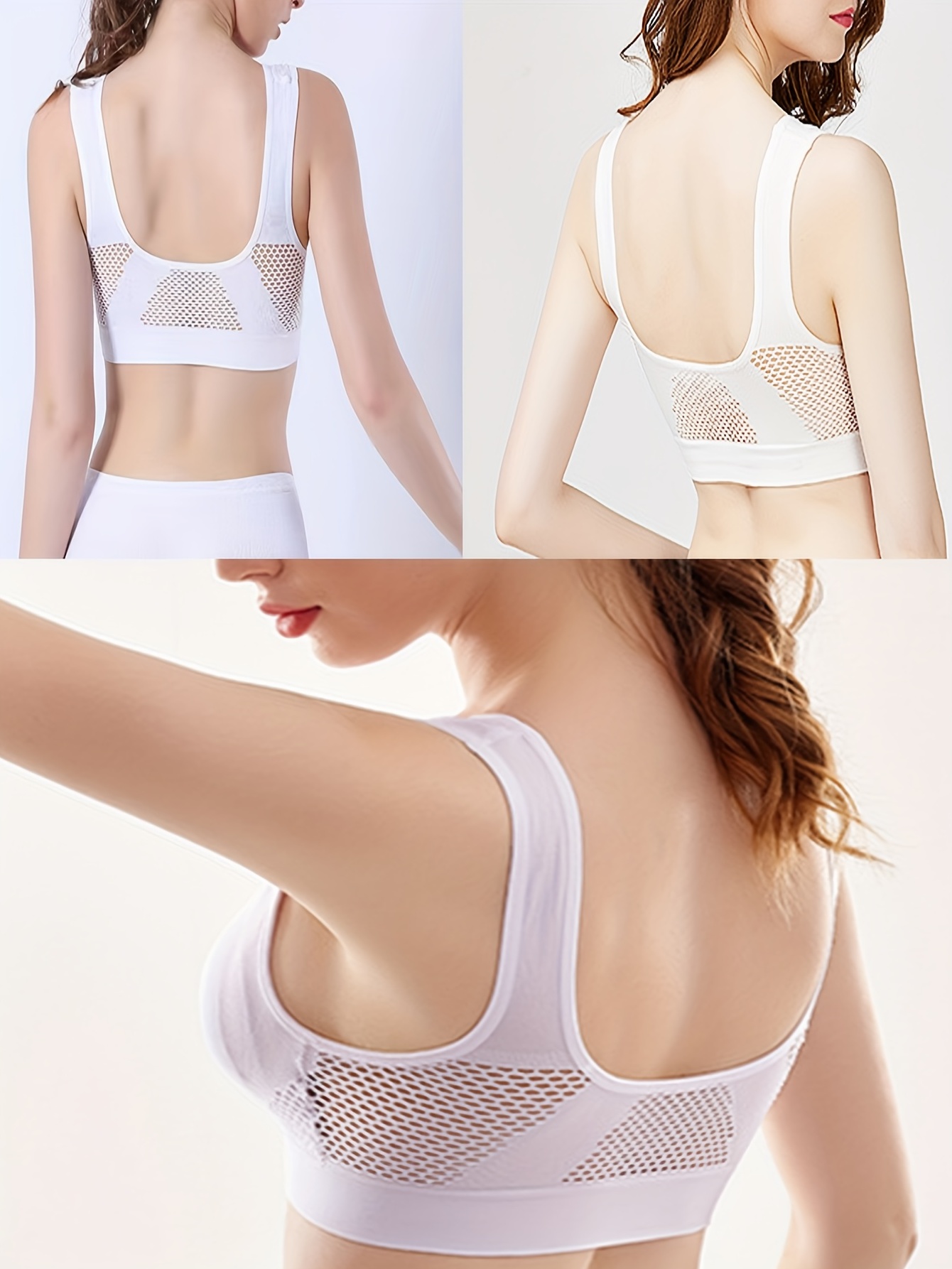 Wireless Hollow Mesh Sports Bra Push Breathable High Support - Temu