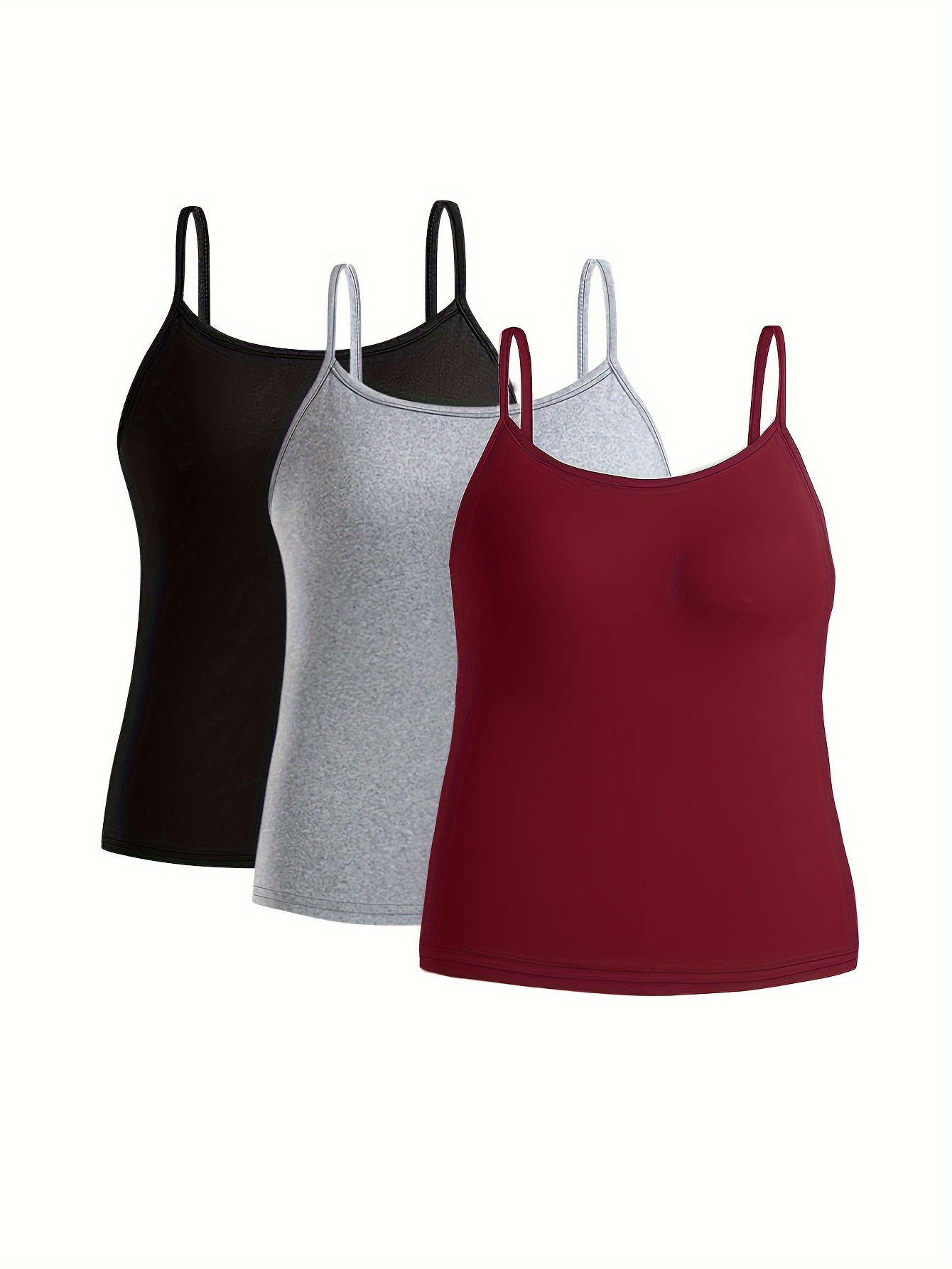 2 PACK] Women's Long Cami Tank Tops Fit Basic Camisole Top W