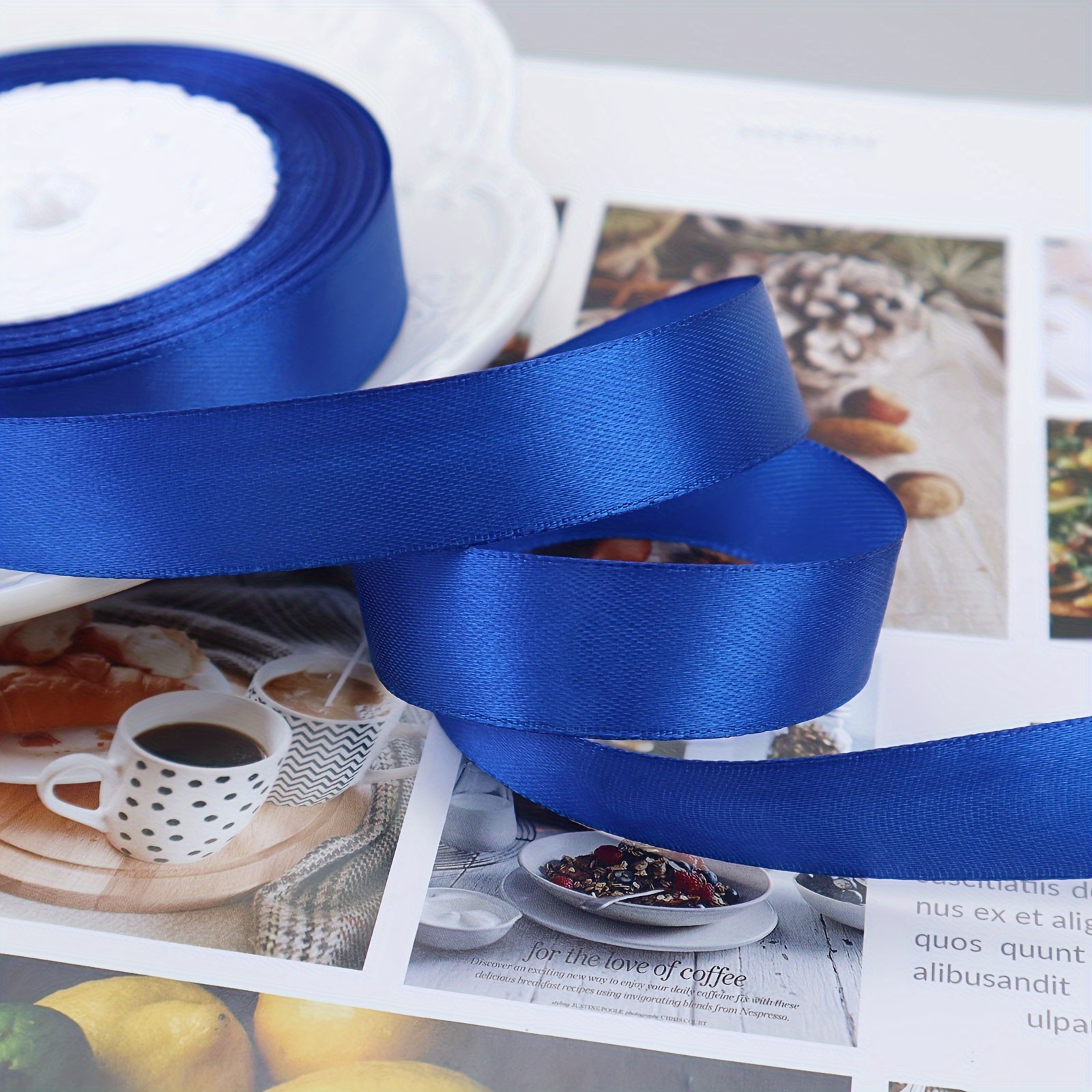 Navy Blue Ribbon 1 Inch x 25 Yards, Dark Blue Satin Fabric Silk Ribbon for  Gift Wrapping, Bows Making, Floral Bouquets, Wreaths, DIY Handicrafts