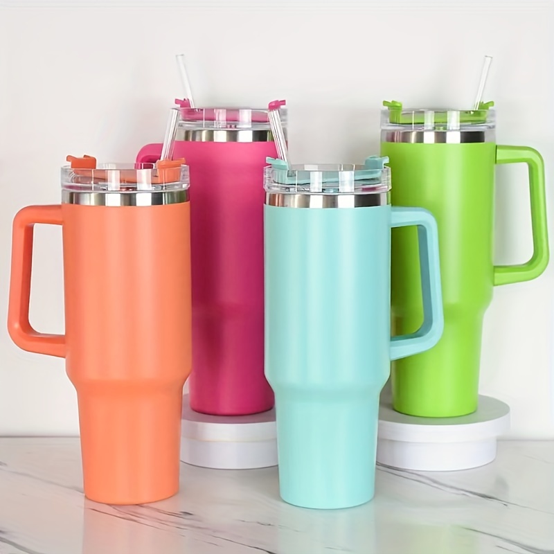 Reusable Vacuum Tumbler With Lid Straw And Insulated Double - Temu