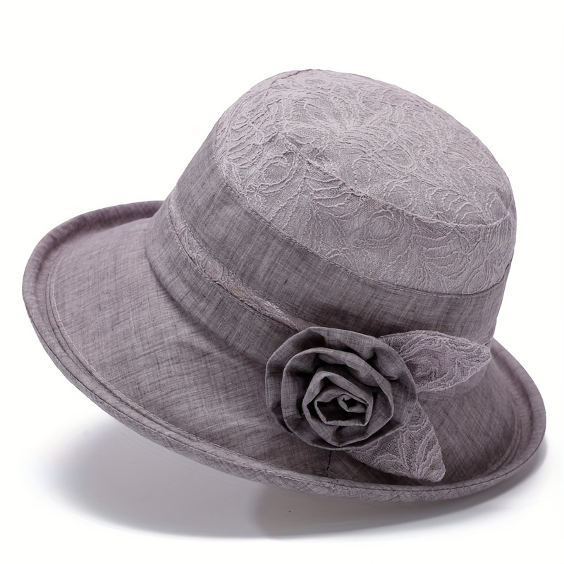 Lace Bucket Hat Flower Decor Thin Basin Hat Sun Hats For Women