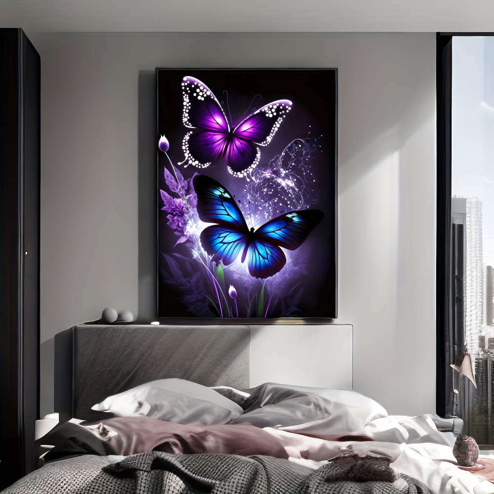 

1pc 5d Diy Butterfly Diamond Painting, Full Diamond Painting With Diamond Art, By Number Kits For Home Wall Decoration Crafts Eid Al-adha Mubarak