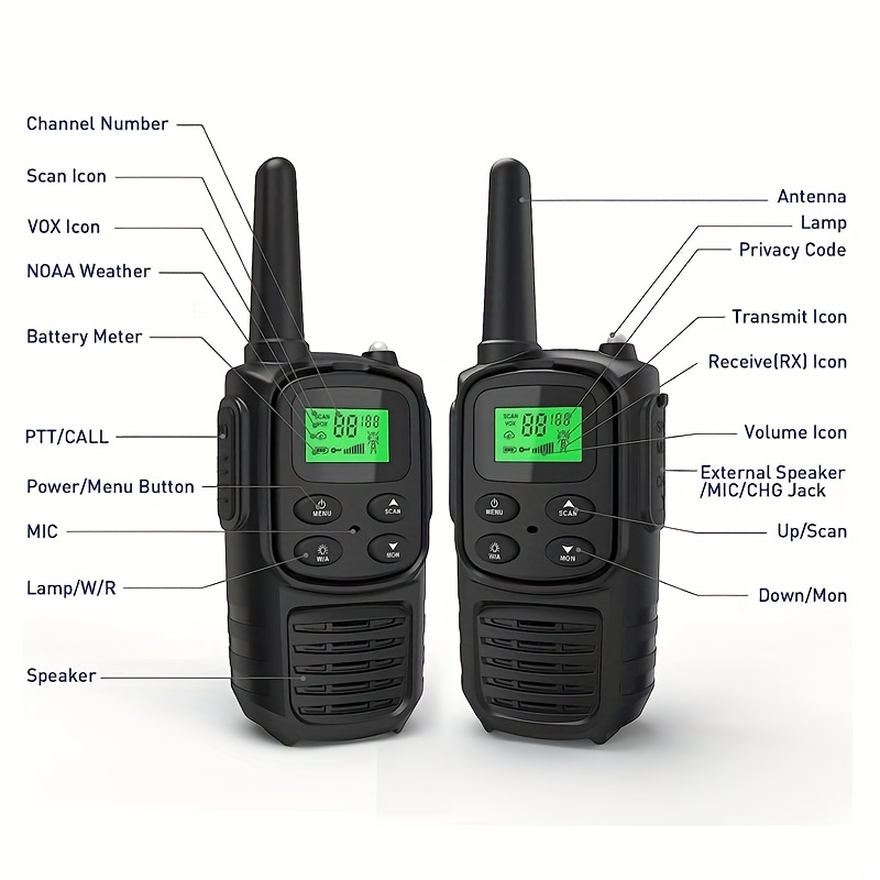 Long Range Walkie Talkies for Adults Two-Way Radios with 22 Channels FRS  VOX Scan LCD Display with LED Flashlight for Field - AliExpress
