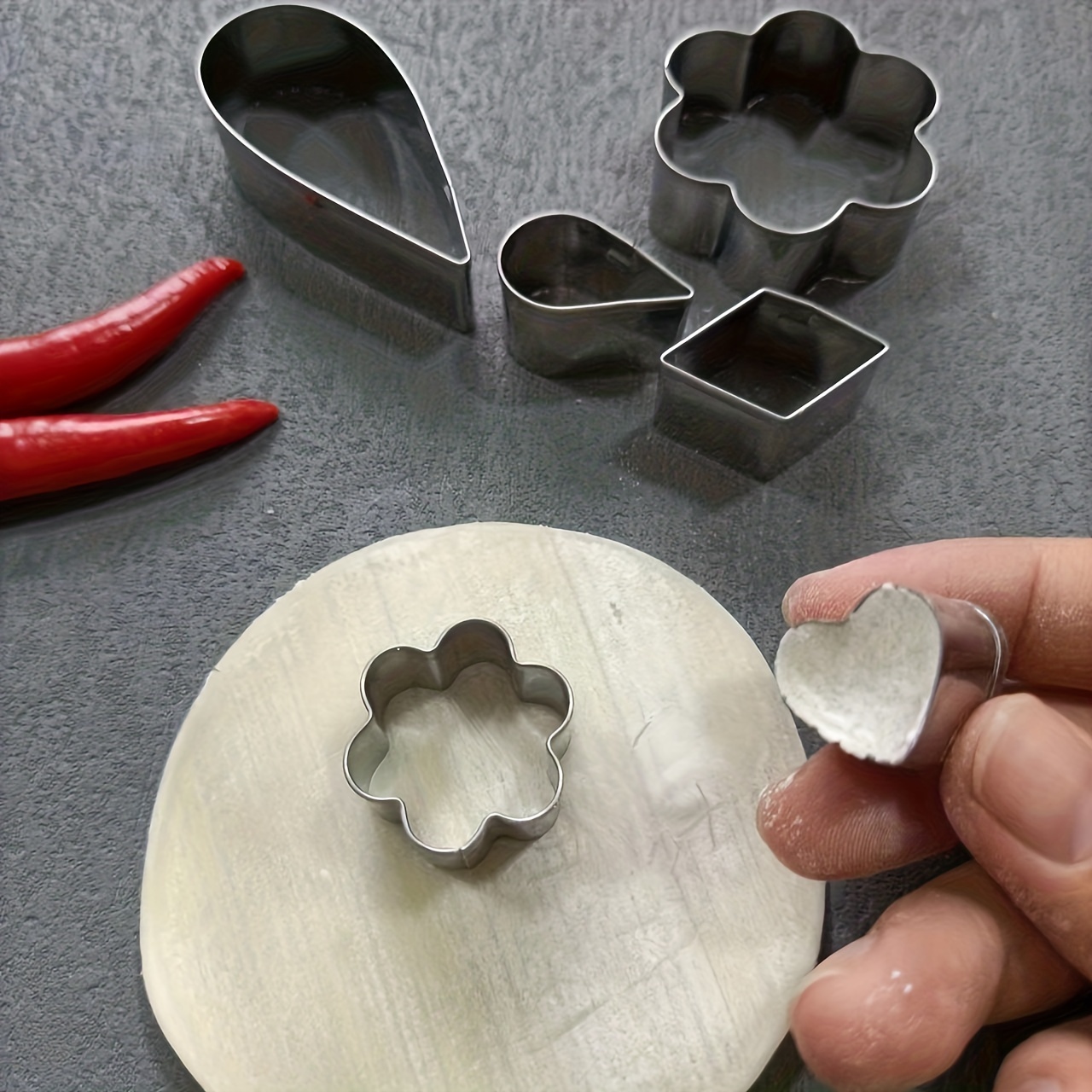 Mini Cookie Cutter Shapes Set - 24 Pieces Stainless Steel Metal Small Molds - Flower, Heart, Star, Geometric Shapes - Cut Fondant, Pastry, Mousse Cake
