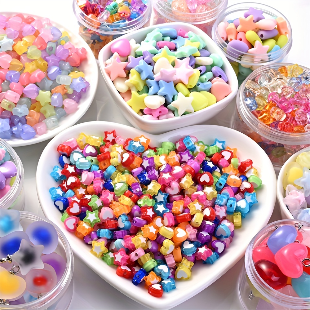 Acrylic Beads Candy Color Heart Star Loose Spacer Beads For - Temu