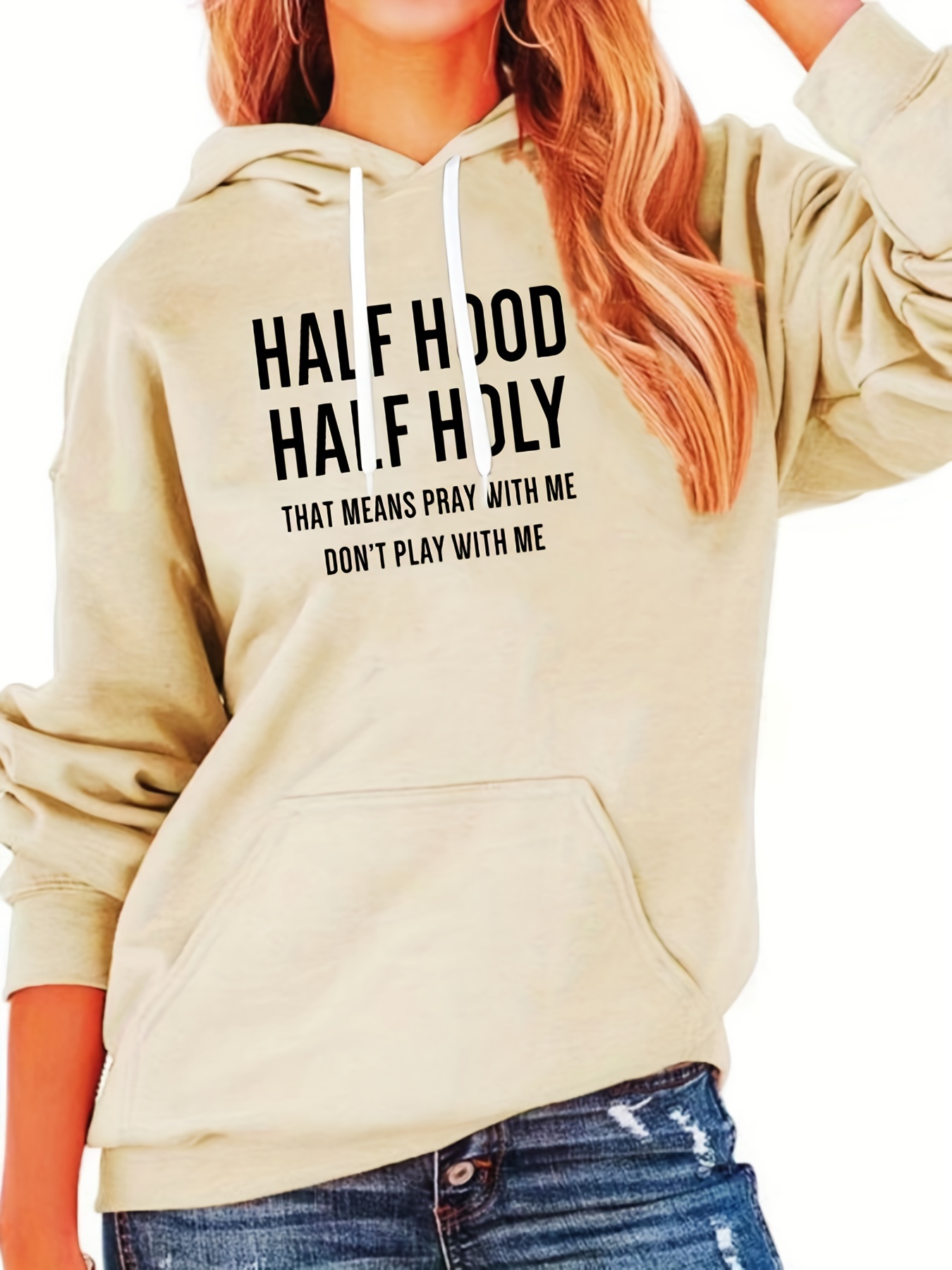 Plus size slogan online hoodie