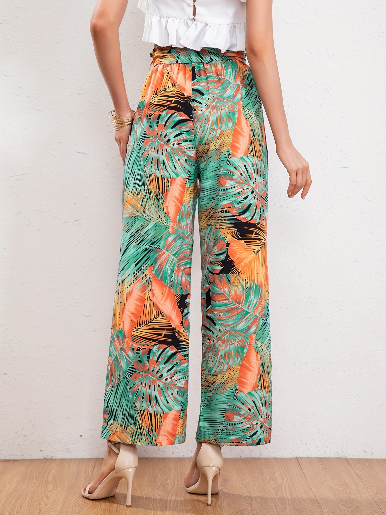 Pantalon large imprimé tropical Véran