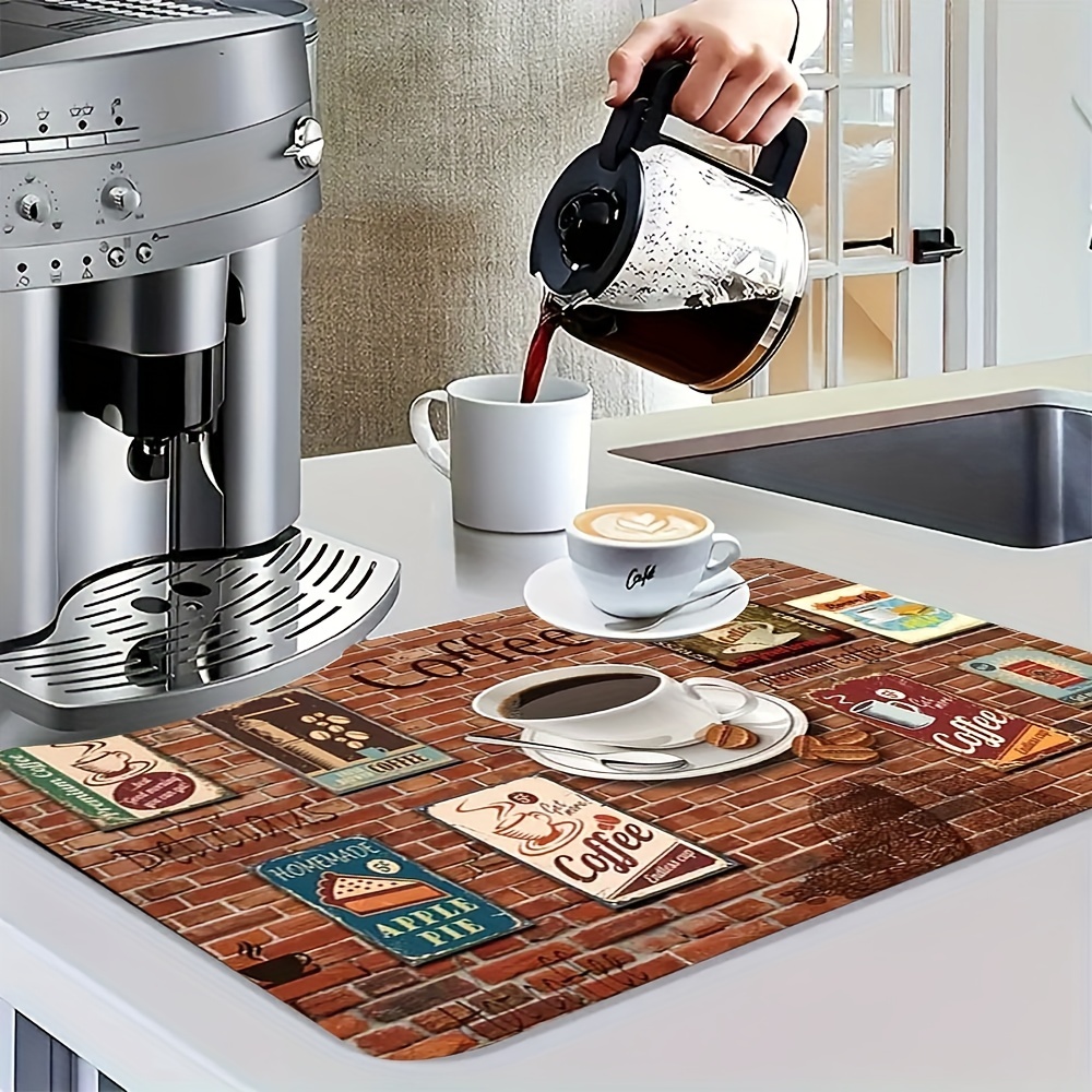 Dish Drying Mat, Coffee Machine Drain Pad, Non Slip Absorbent