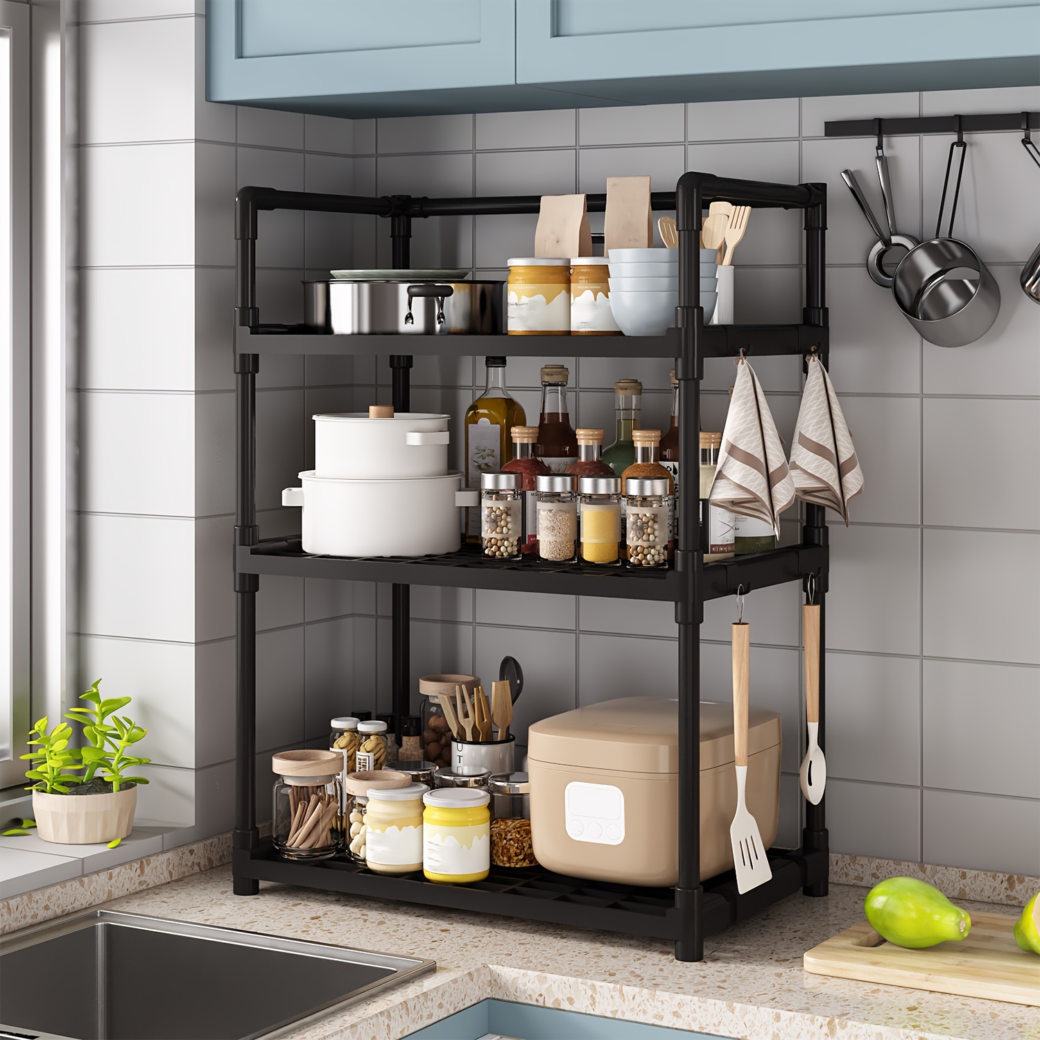 Tabletop Shelf Storage Rack Multifunction Storage And - Temu