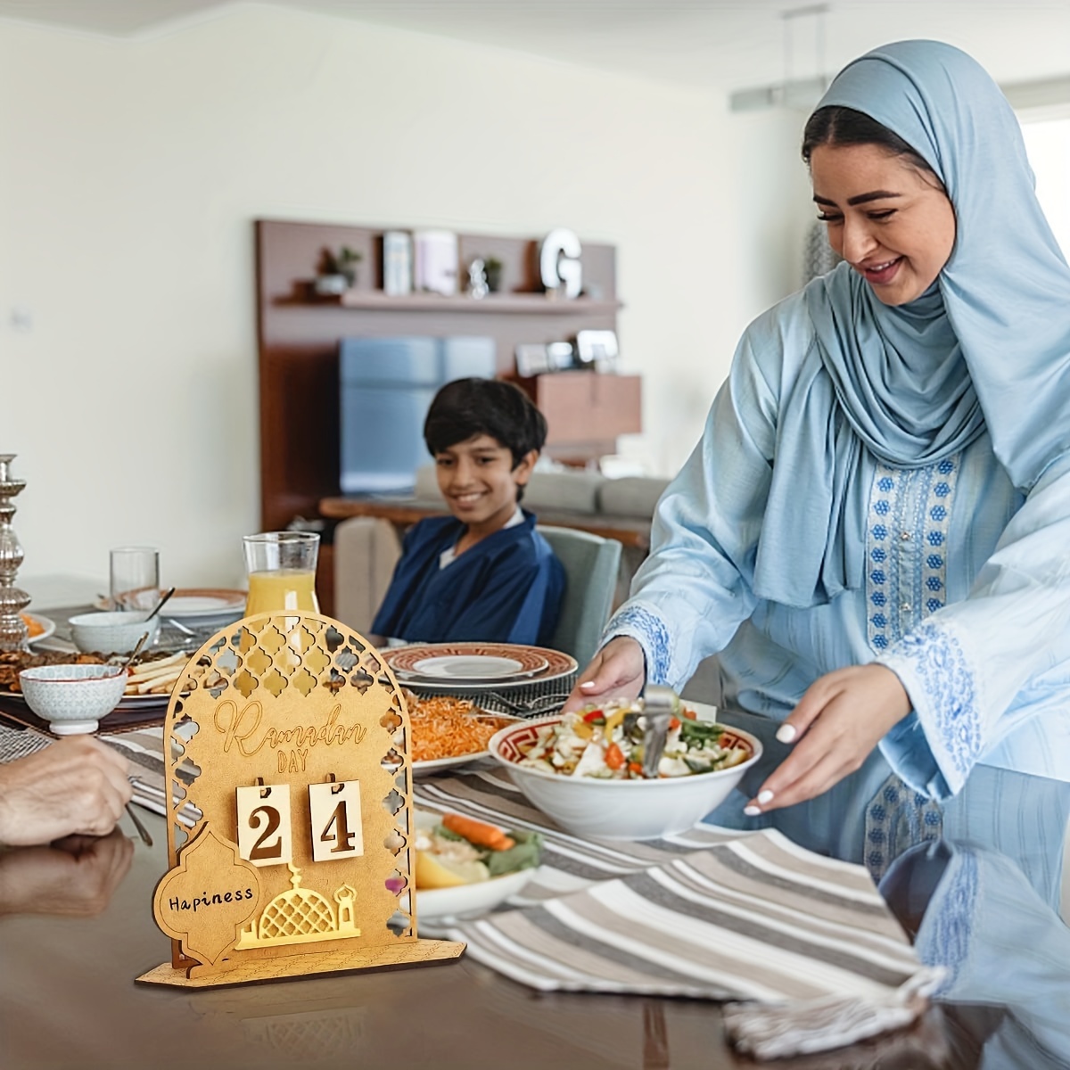 Set, DIY Calendario Del Conto Alla Rovescia In Legno Per Il Ramadan  Musulmano, Decorazione Da Tavolo