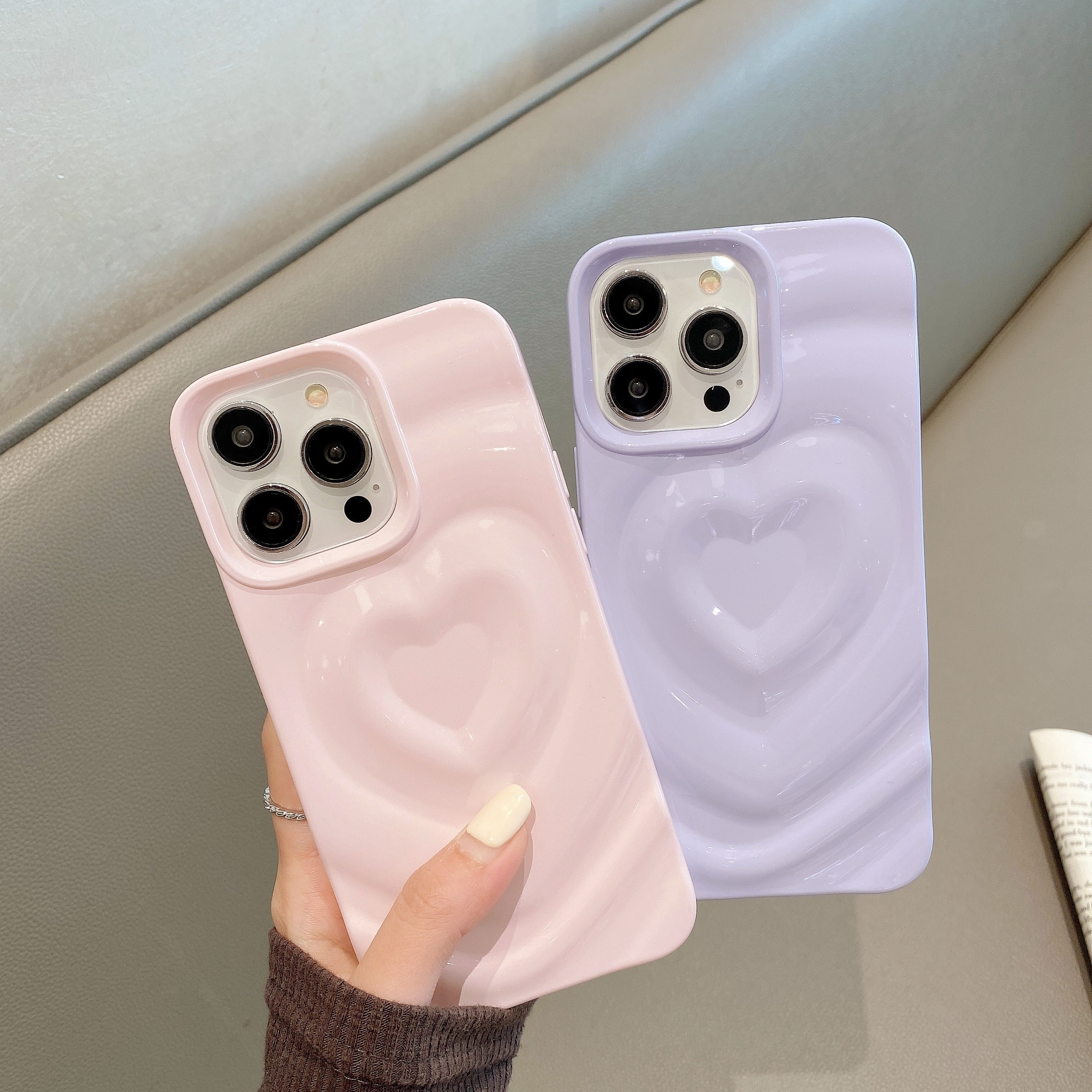 

Unique 3d Design Pink Heart Shape Water Ripple, Tpu Phone Case Perfect Fit For Iphone 15 Pro Max/14//13/12/11/x/xr/xsmax
