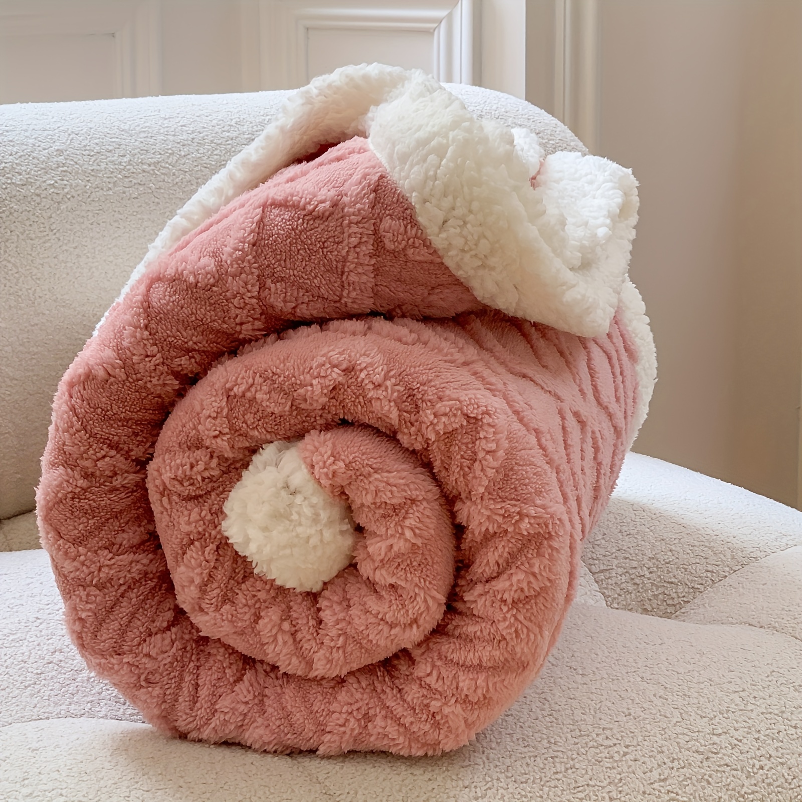 Manta cálida rosa suave y ligera manta suave para cama : Hogar  y Cocina