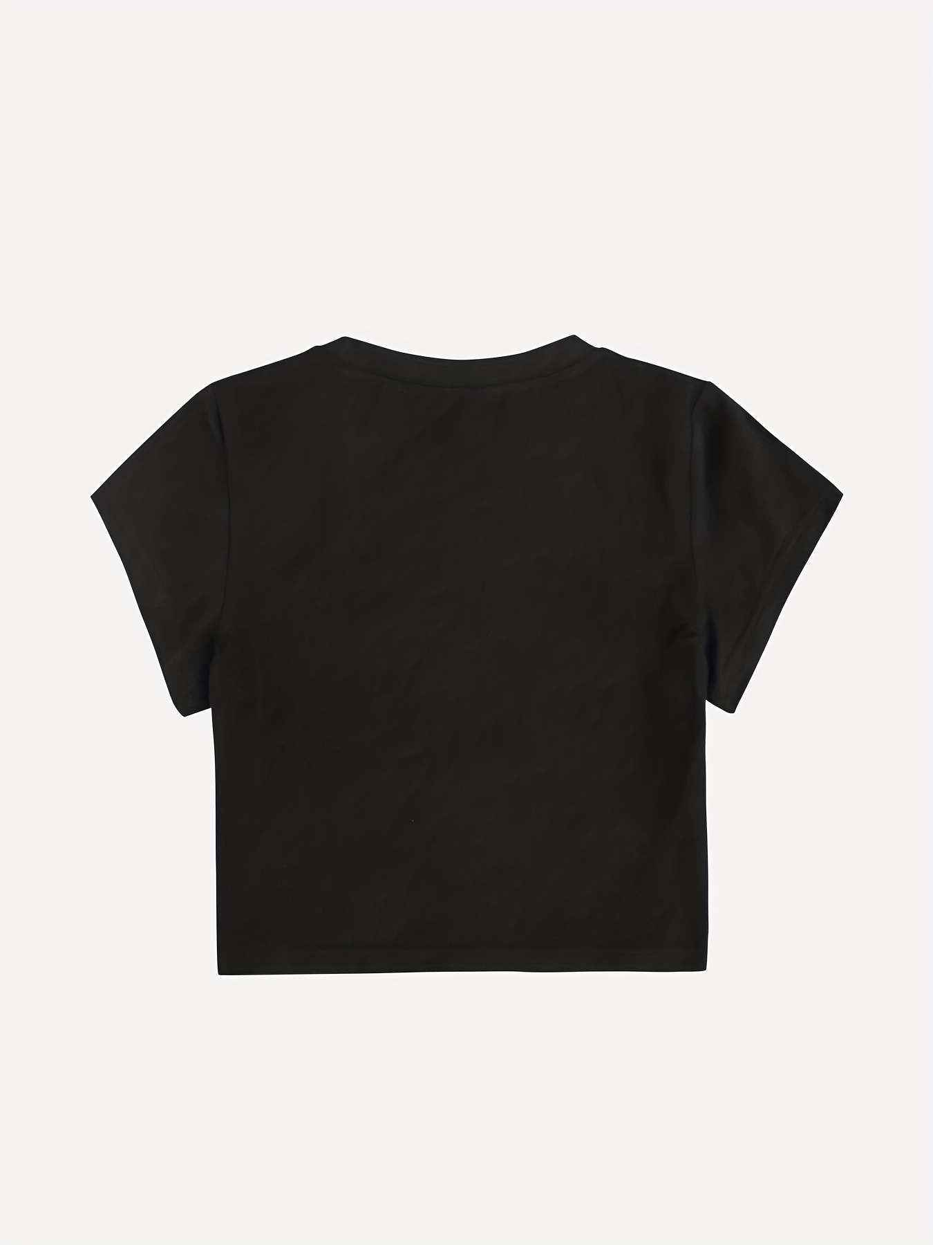 Skull Print Crew Neck Crop T shirt Y2k Sleeve T shirt - Temu