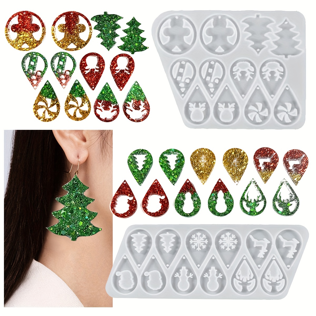 82Pcs Christmas Earring Resin Molds Kit, 2pcs Christmas Silicone Molds for  Resin Jewelry Epoxy Casting Molds with Earring Hooks for DIY Unique  Earrings, Earring Jewellery Craft Epoxy Resin Casting Molds
