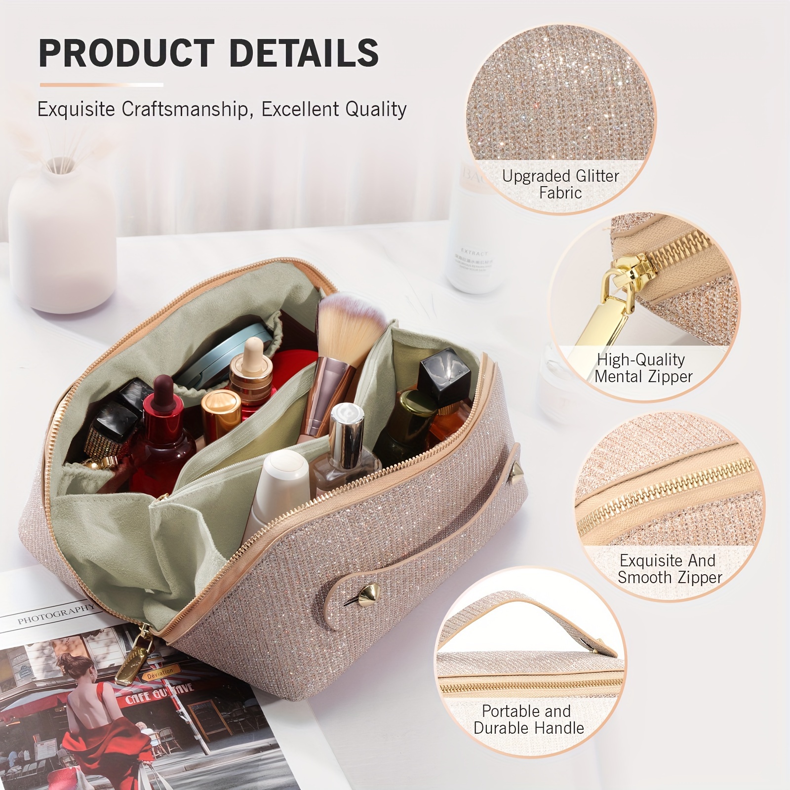 Bags, Travel Makeup Bag Large Makeup Bag Opens Flat For Easy Access