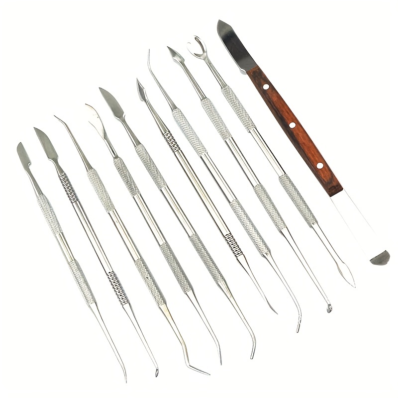 10Pcs/ Set New Stainless Steel Wax Carving Dentist Surgical Dental