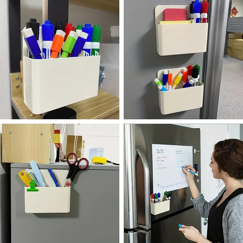 Magnetic Pen Holders With Divider, Plastic Magnetic Marker Holder Organizer  Home Office Supplies For Refrigerator Whiteboard Dry Erase Board Locker -  Temu United Arab Emirates