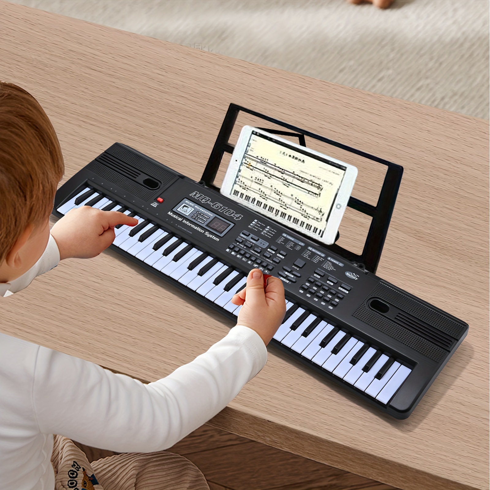 Teclado De Piano Digital De 61 Teclas Con Microfono Y Soporte Para los  niños
