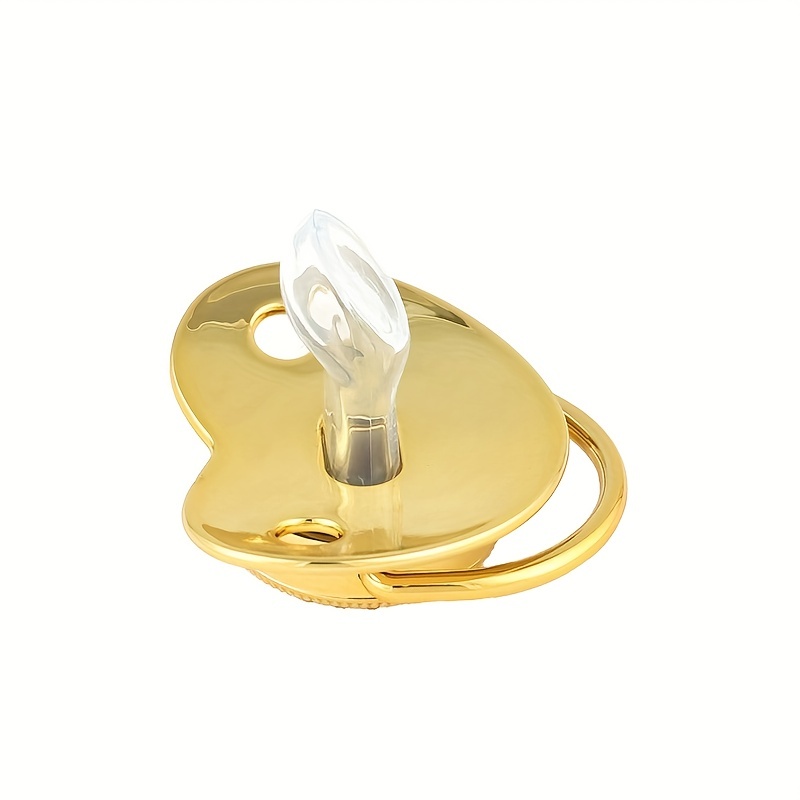 Dinosaur Bling Golden Baby Pacifier with Chain Clip
