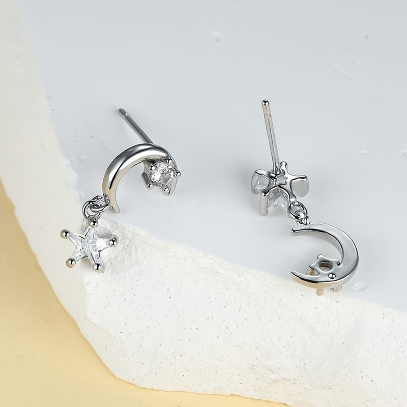 Crescent Moon & Star Dangle Earrings for Women
