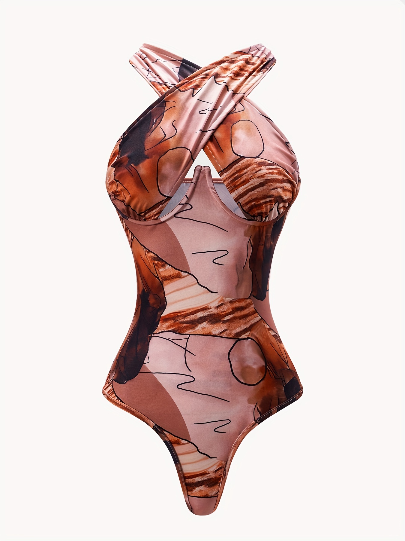 Solid Criss Cross Neck Bodysuit Sexy Sleeveless Bodysuit - Temu