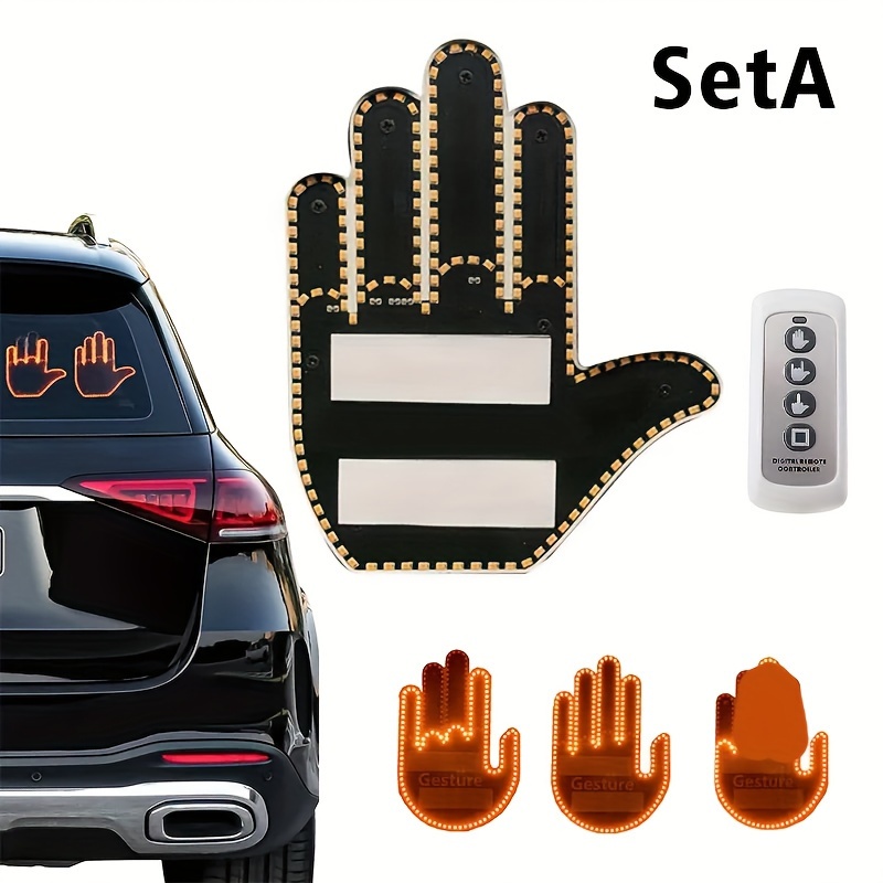 Décoration d'intérieur de voiture à LED, doigt du milieu de la voiture,  panneau de fenêtre arrière, main de nouveauté, suspension dans la voiture