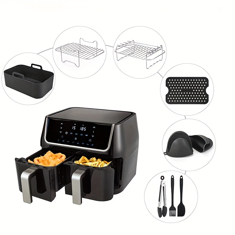 1set, Air Fryer Accessories Set, Oven Accessories, Air Fryer Tools/Rack For  Most Dual Basket Air Fryer Models For 2.01-2.54gal, Including Air Fryer Li