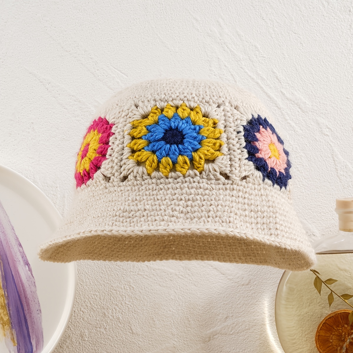 Flower Embroidery Knitted Bucket Hat Crochet Hat Fisherman Hat Cute Flower  Knit Hat For Women New Year Presents Valentines Gifts - Jewelry &  Accessories - Temu Germany