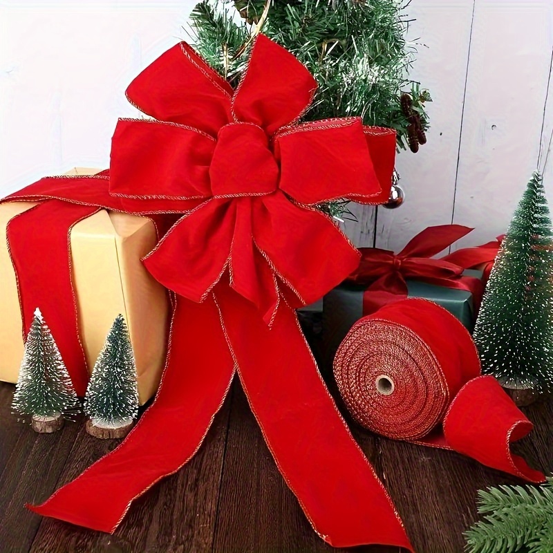 In Stock Large Red Velvet Christmas Ribbon Bow - Temu