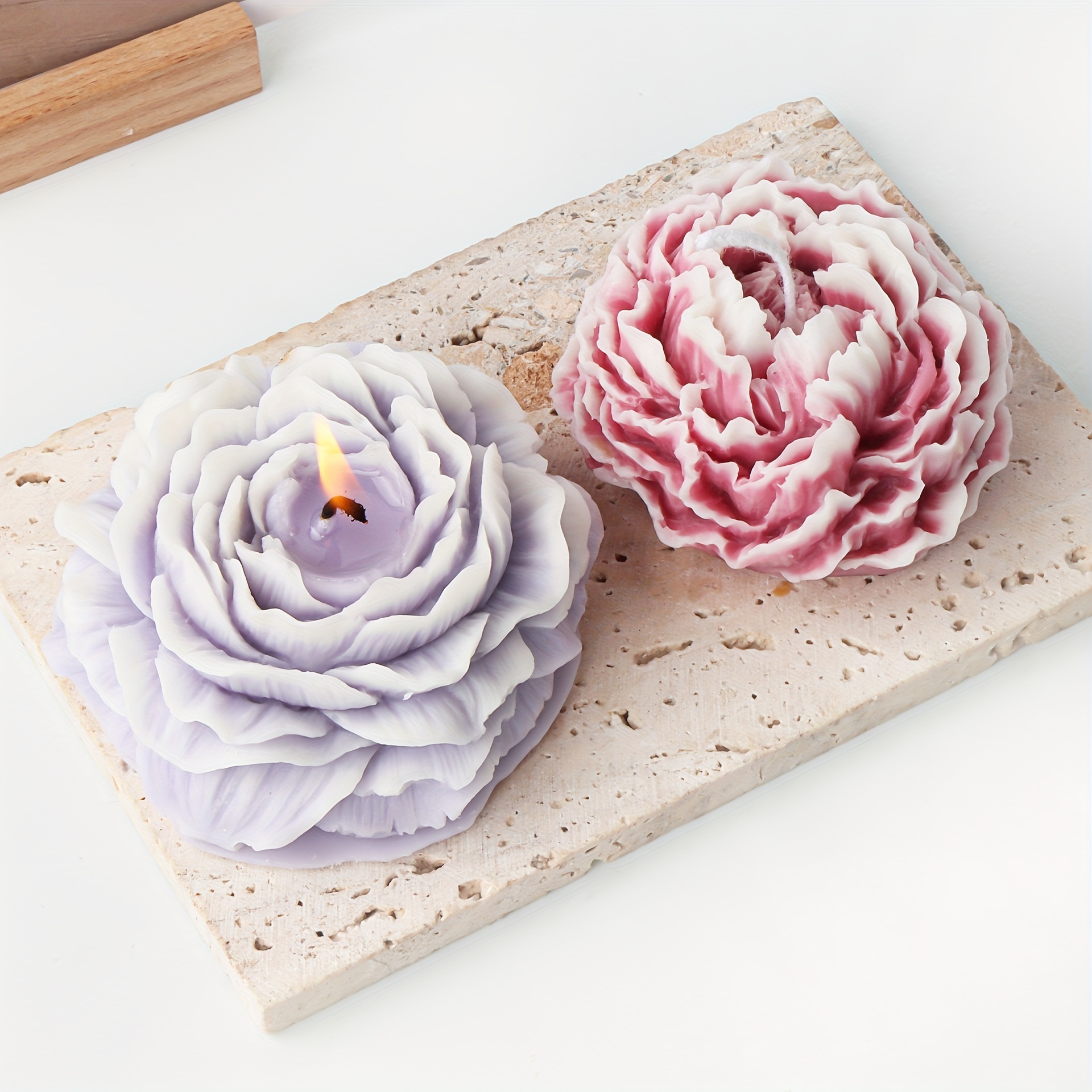 Diy Silicone Peony Flower Mold Handmade Aromatherapy Candle - Temu