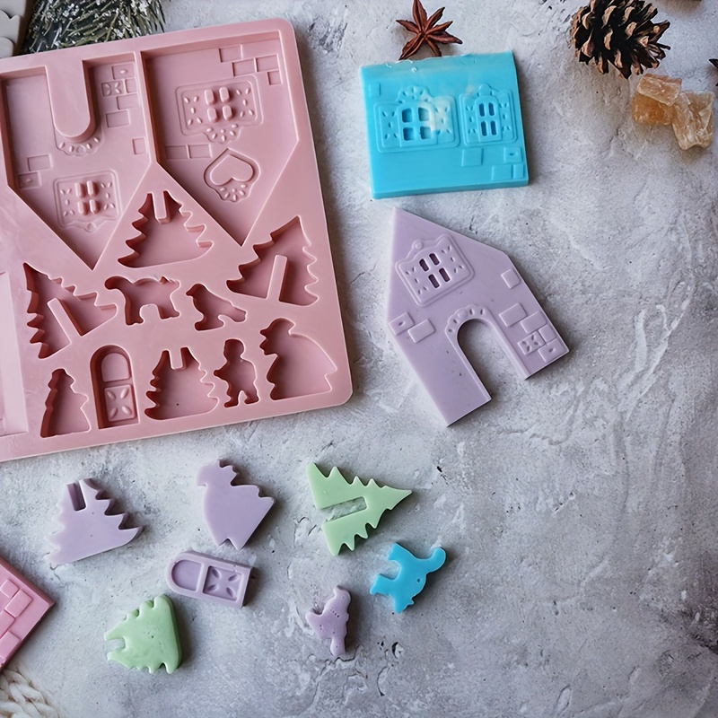 1pc Christmas Gingerbread House Cake Silicone Mold 6 Connected