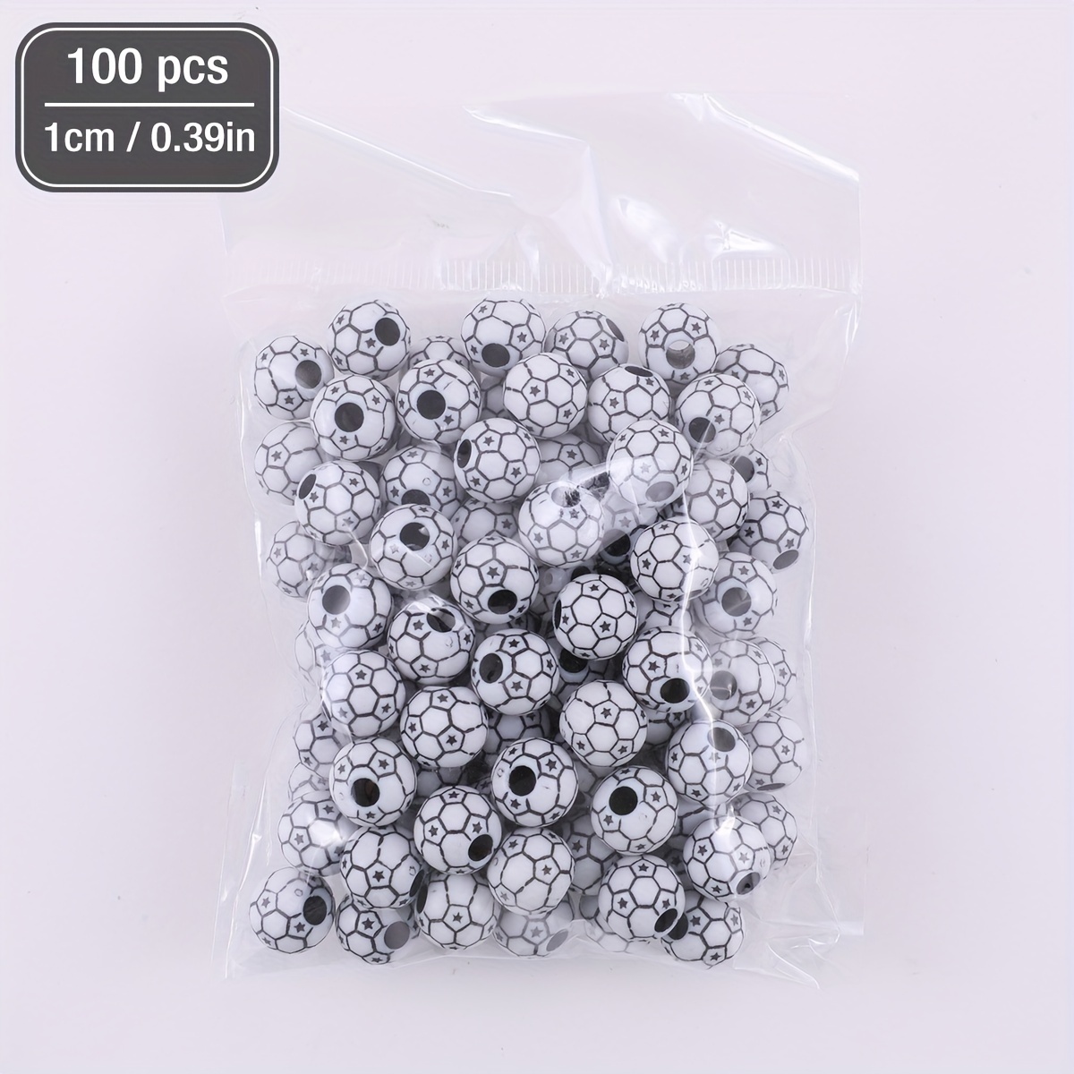 White Black Football Beads For Jewelry Making Diy Bracelet - Temu