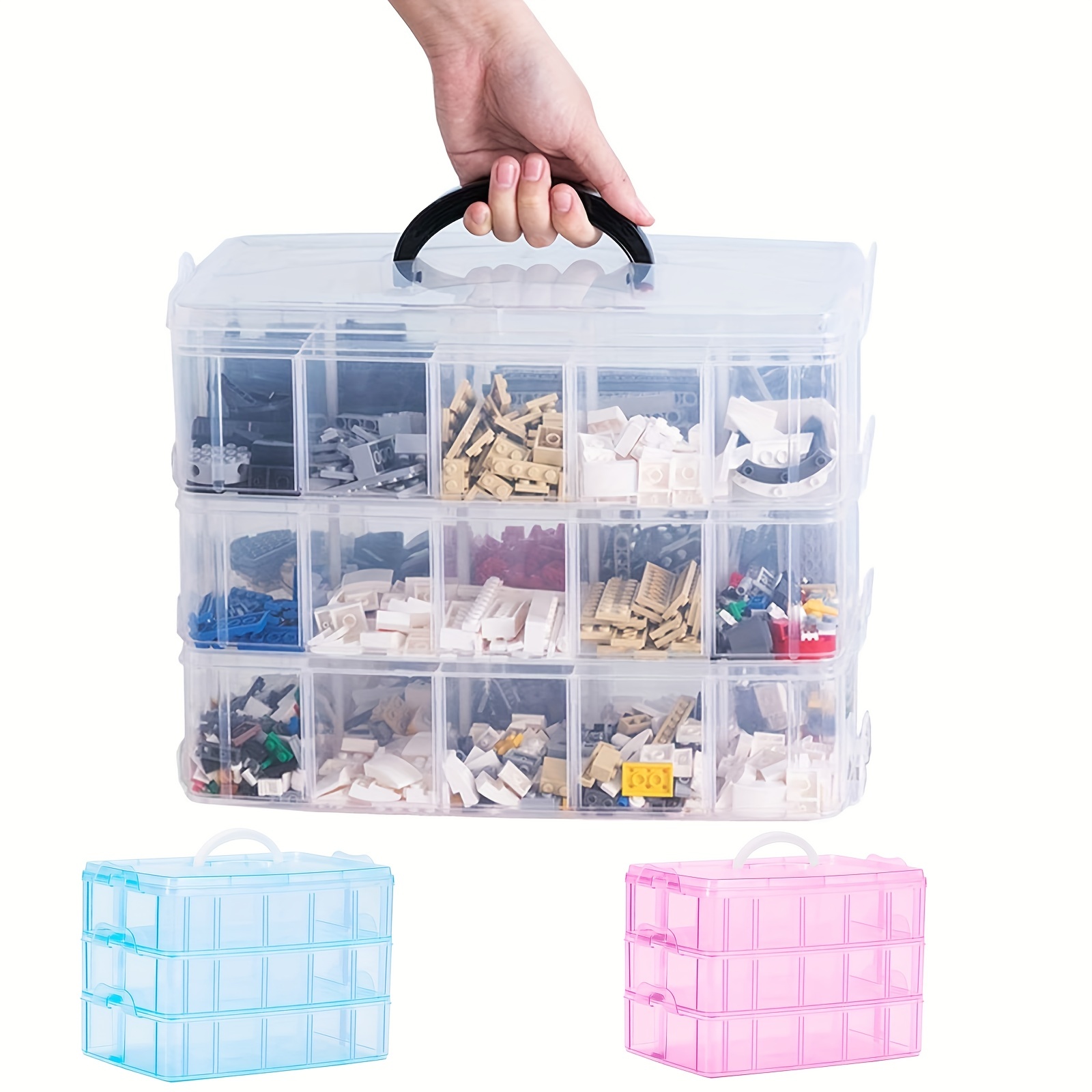 Sooyee 3-Layer Things & Crafts Storage Box with 30 Adjustable Compartments  for Organizing Washi Tape, Embroidery Accessories, Threads Bobbins, Kids
