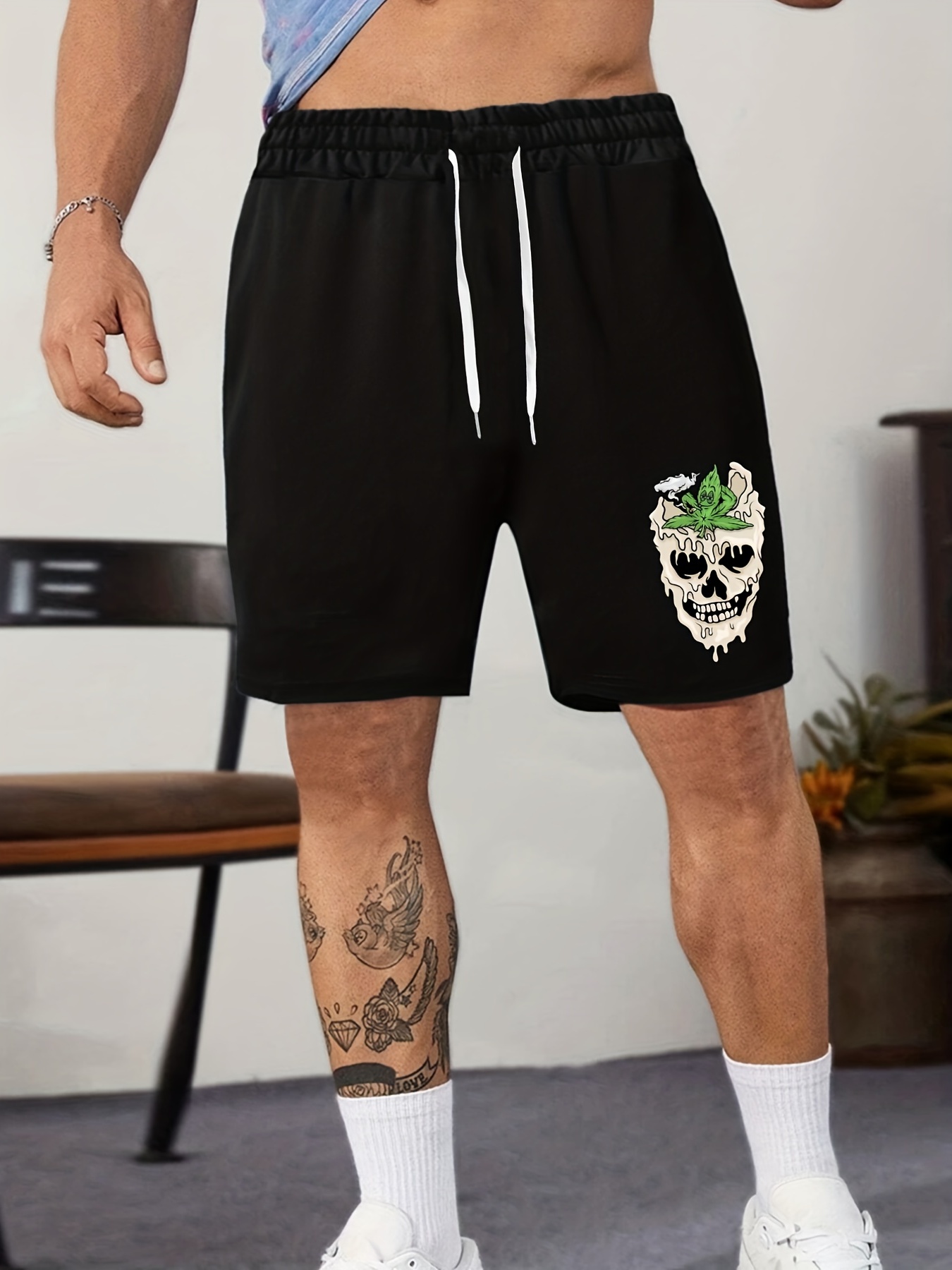 Solid Drawstring Shorts Casual Workout Simple Knee Length - Temu