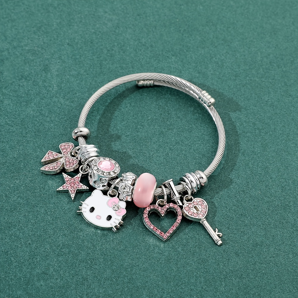 Niumowang Hello Kitty Anime Bracelet, Bracelet pour Fille, Argent Réglable  Bracelet, bracelet enfant fille, Bracelet à Breloques Anime, Convient aux  femmes et aux filles, cadeaux de fête de bijoux : : Mode