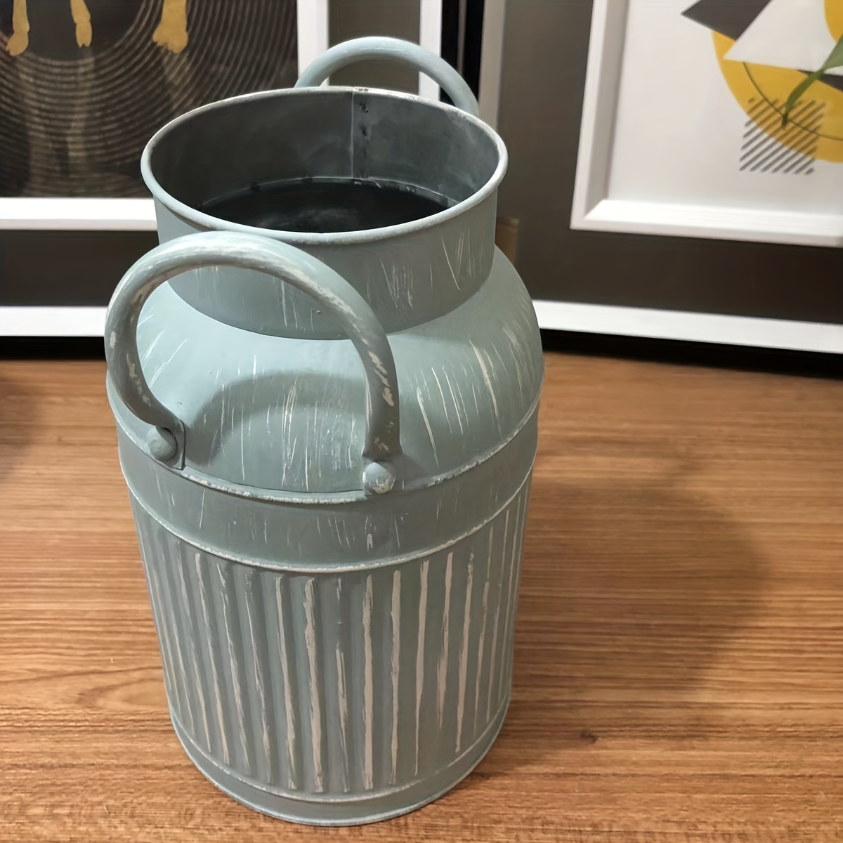 French Metal Flower Vase Rustic Farmhouse Kitchen Decor Galvanized Bucket